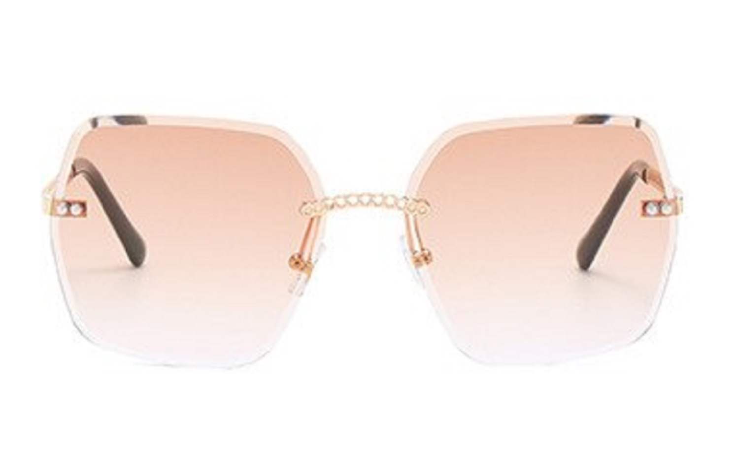 AUGEN By Visions India Retro Vintage Rimless Square Abstract Unisex Sunglasses UV400 Protected Medium Size (C3, 148)