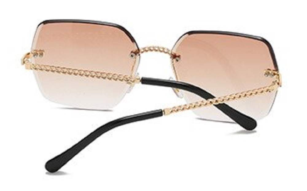 AUGEN By Visions India Retro Vintage Rimless Square Abstract Unisex Sunglasses UV400 Protected Medium Size (C3, 148)