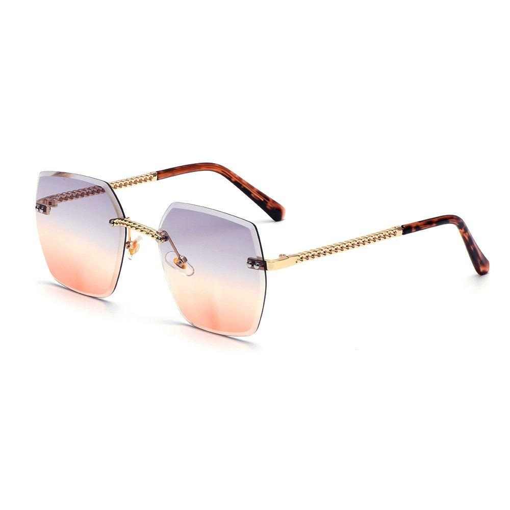 AUGEN By Visions India Retro Vintage Rimless Square Abstract Unisex Sunglasses UV400 Protected Medium Size (C4, 148)