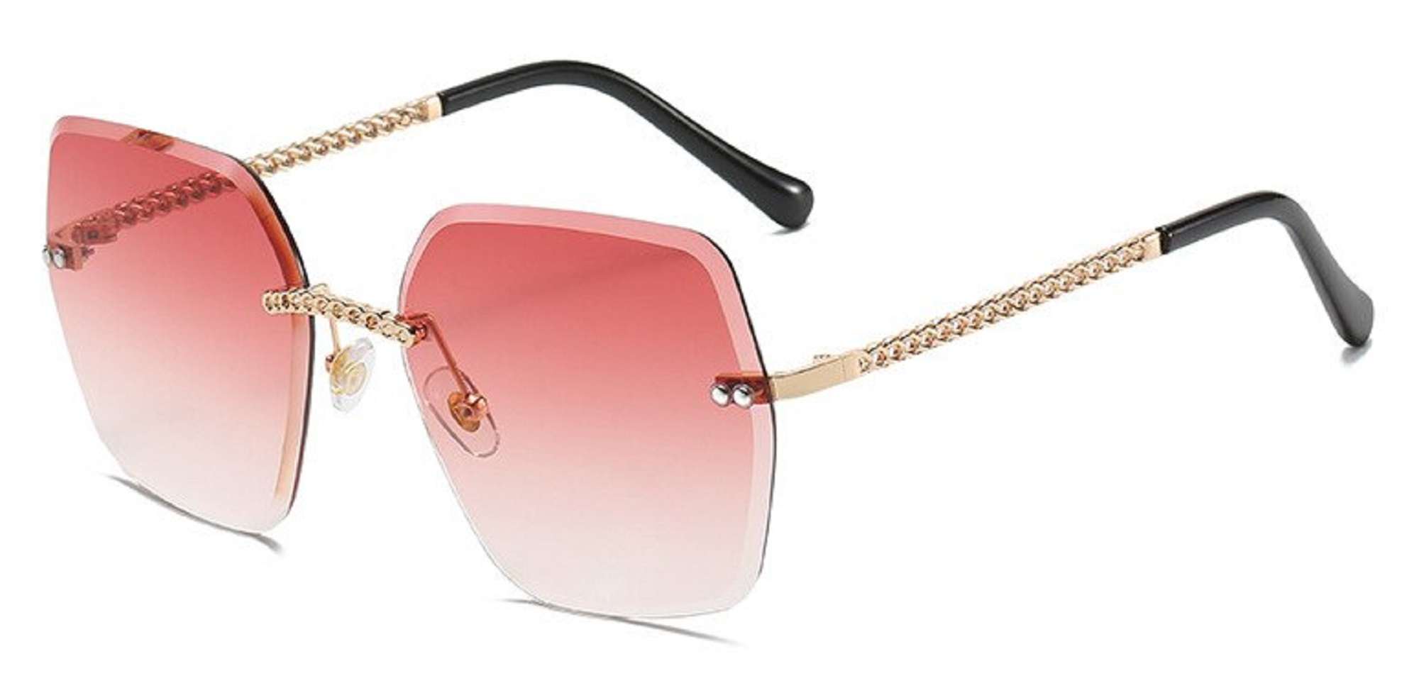 AUGEN By Visions India Retro Vintage Rimless Square Abstract Unisex Sunglasses UV400 Protected Medium Size (C5, 148)