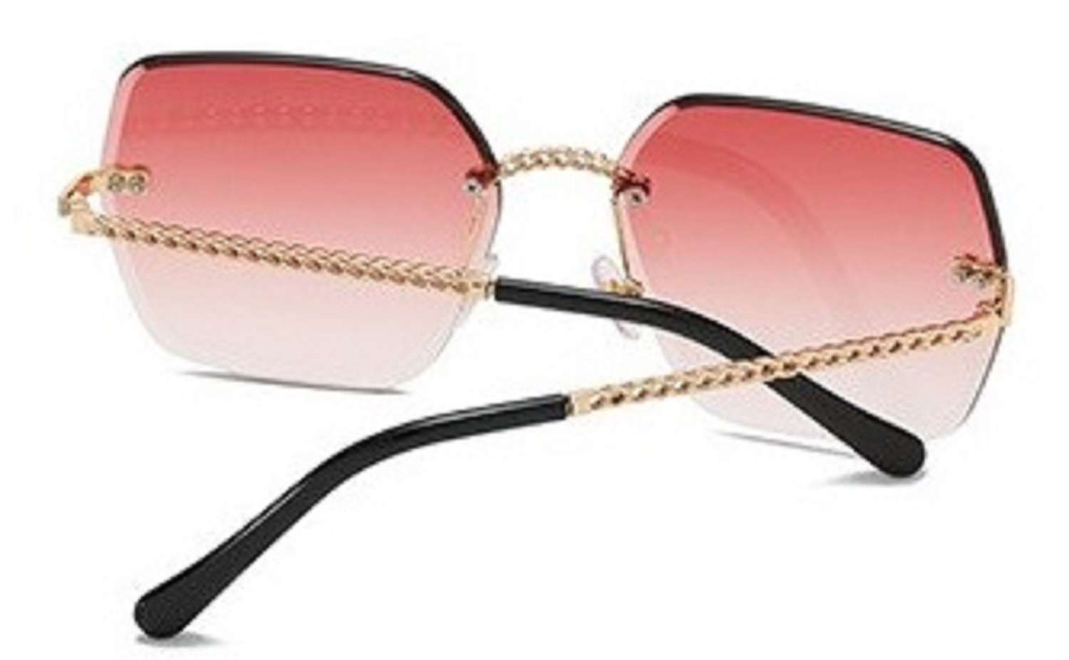 AUGEN By Visions India Retro Vintage Rimless Square Abstract Unisex Sunglasses UV400 Protected Medium Size (C5, 148)