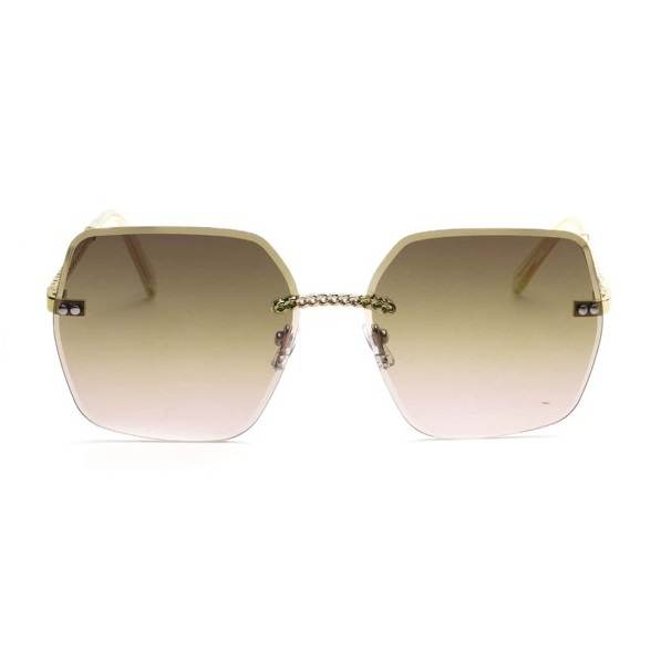 AUGEN By Visions India Retro Vintage Rimless Square Abstract Unisex Sunglasses UV400 Protected Medium Size (C6, 148)