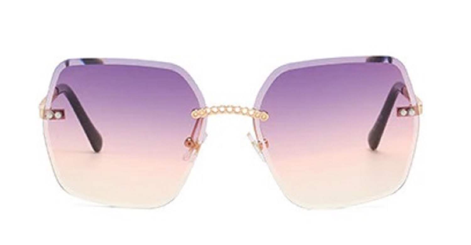 AUGEN By Visions India Retro Vintage Rimless Square Abstract Unisex Sunglasses UV400 Protected Medium Size (C7, 148)