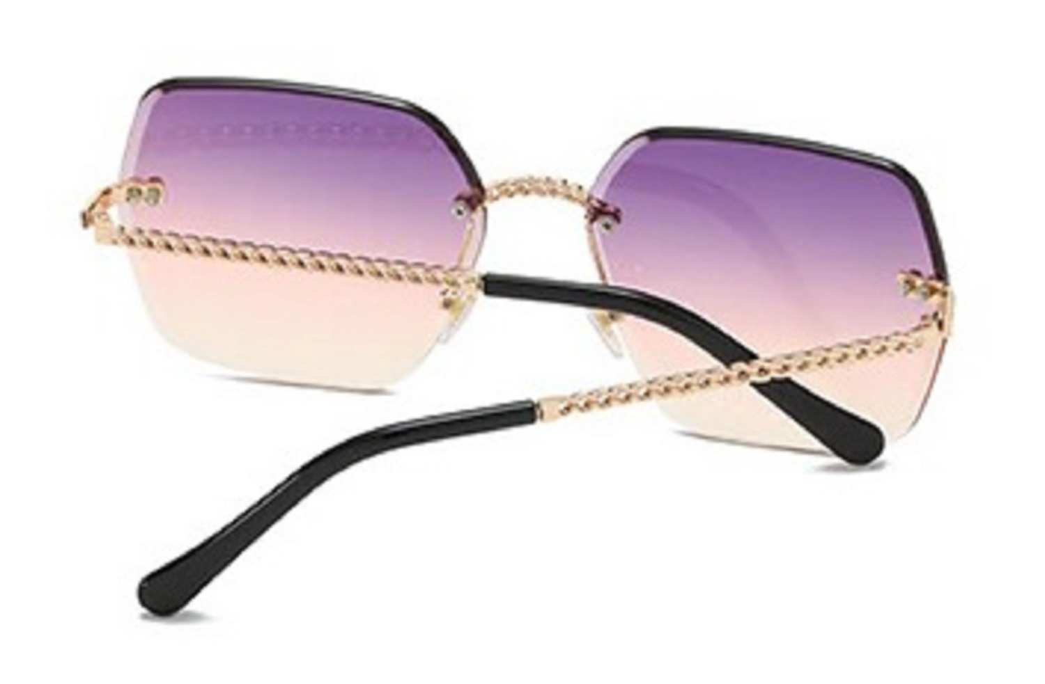 AUGEN By Visions India Retro Vintage Rimless Square Abstract Unisex Sunglasses UV400 Protected Medium Size (C7, 148)