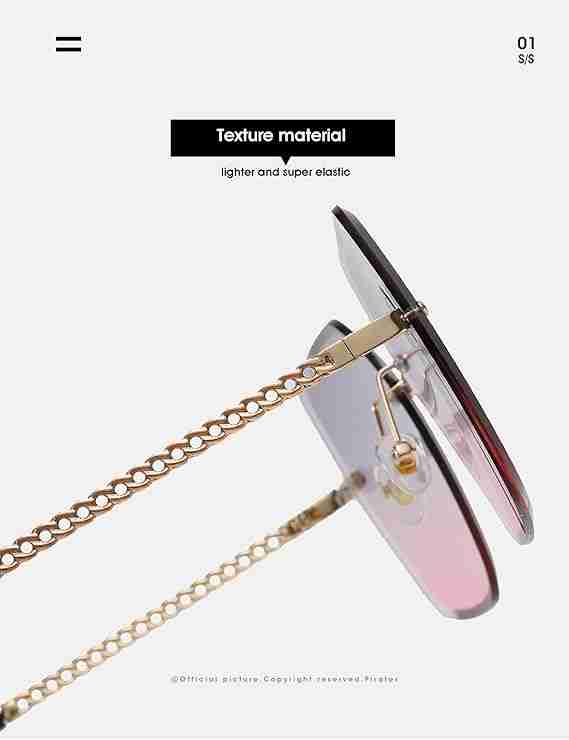 AUGEN By Visions India Retro Vintage Rimless Square Abstract Unisex Sunglasses UV400 Protected Medium Size (C9, 148)