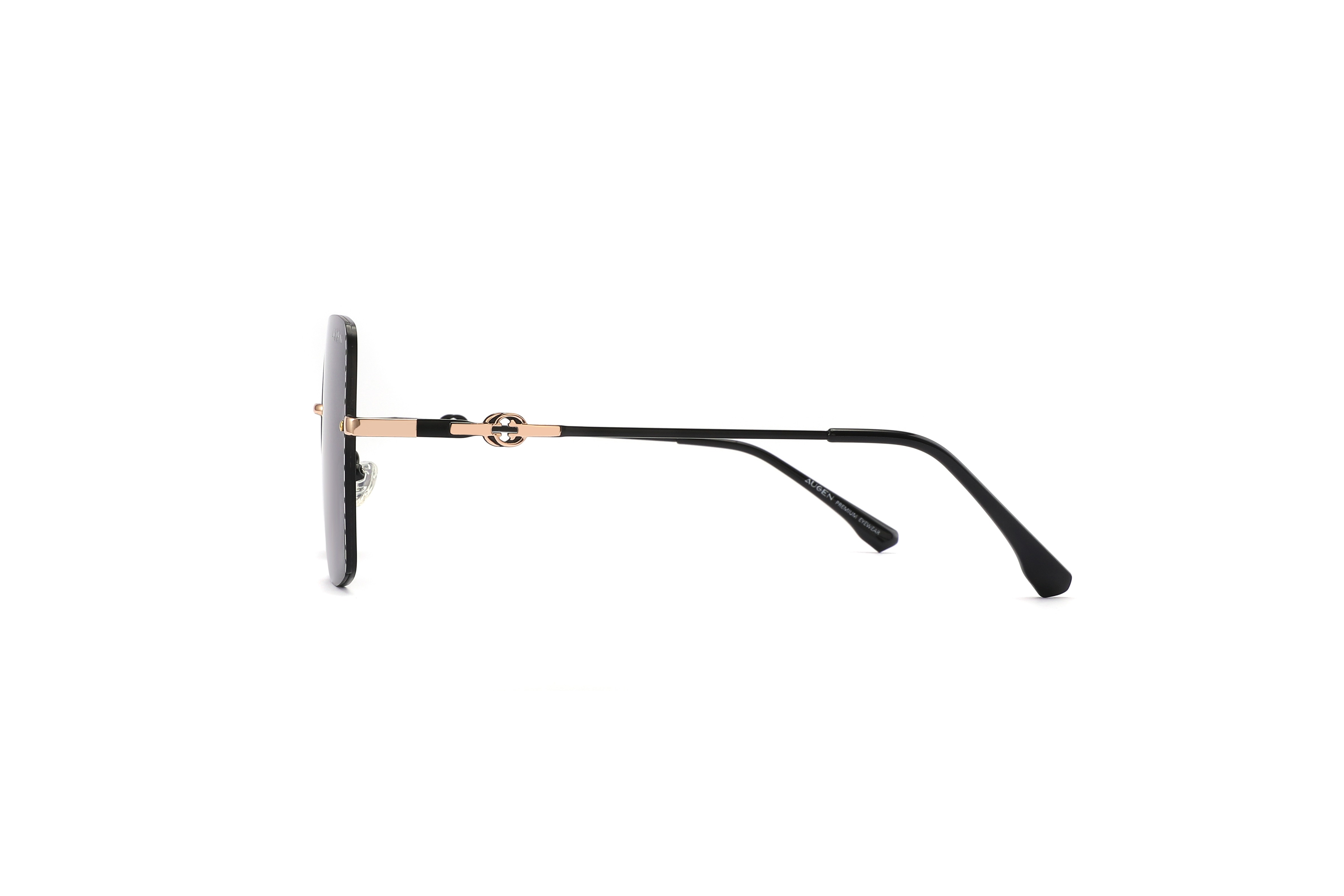 AUGEN By Visions India Retro Vintage Square Abstract Unisex Sunglasses Polarized UV400 Protected Large Size (Black, 151)