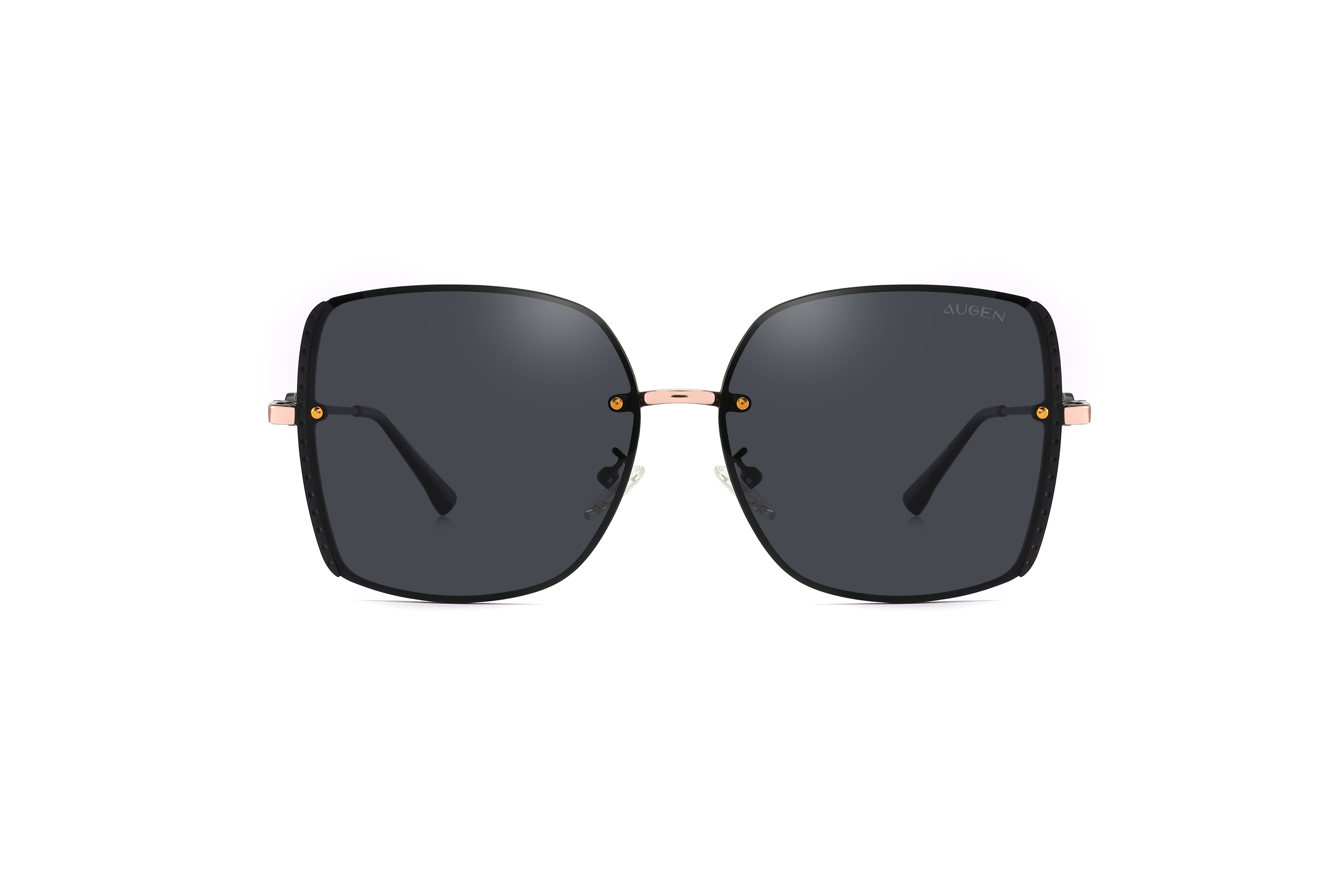 AUGEN By Visions India Retro Vintage Square Abstract Unisex Sunglasses Polarized UV400 Protected Large Size (Black, 151)