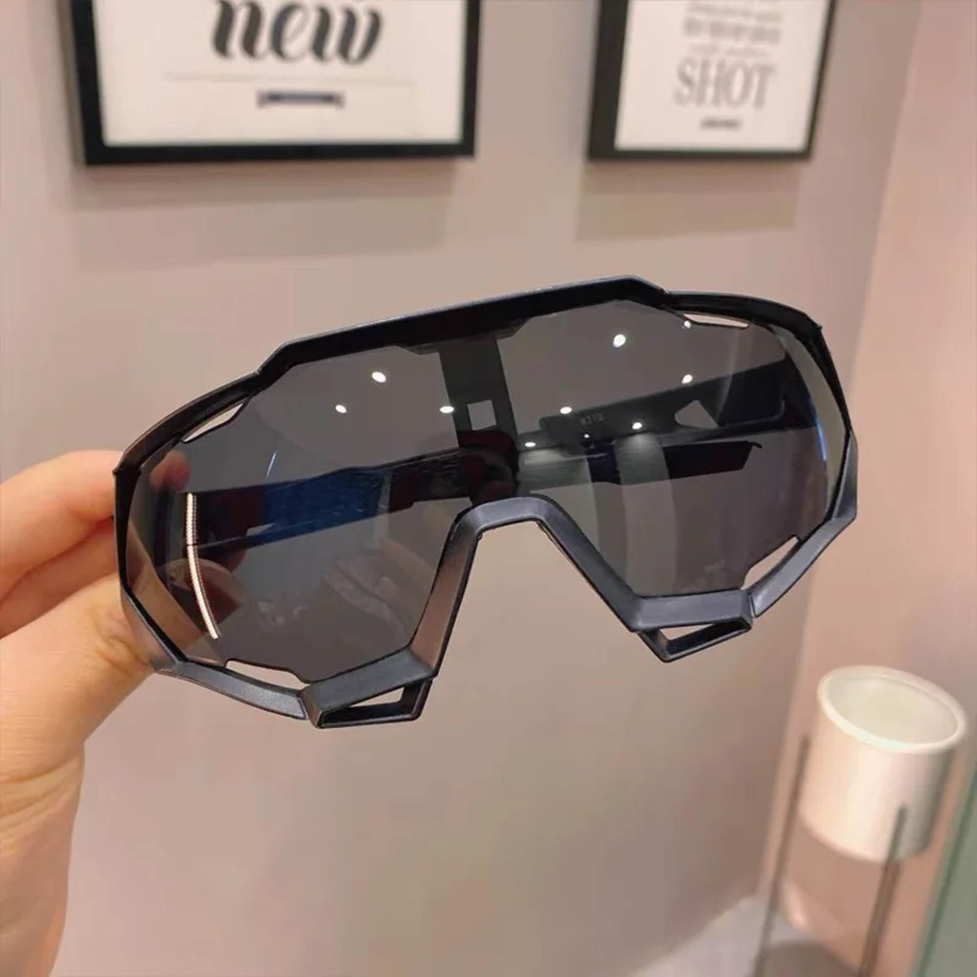 AUGEN By Visions India Sports Mirrored Wraparound Sunglasses for Cycling Cricket Riding Trekking Full Coverage UV 400 Protection Abstract Unisex Sunglass Large (C11, 154)