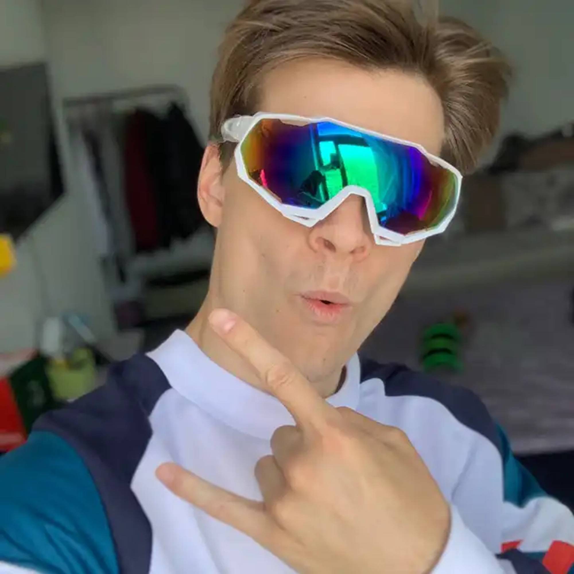 AUGEN By Visions India Sports Mirrored Wraparound Sunglasses for Cycling Cricket Riding Trekking Full Coverage UV 400 Protection Abstract Unisex Sunglass Large (C4, 154)