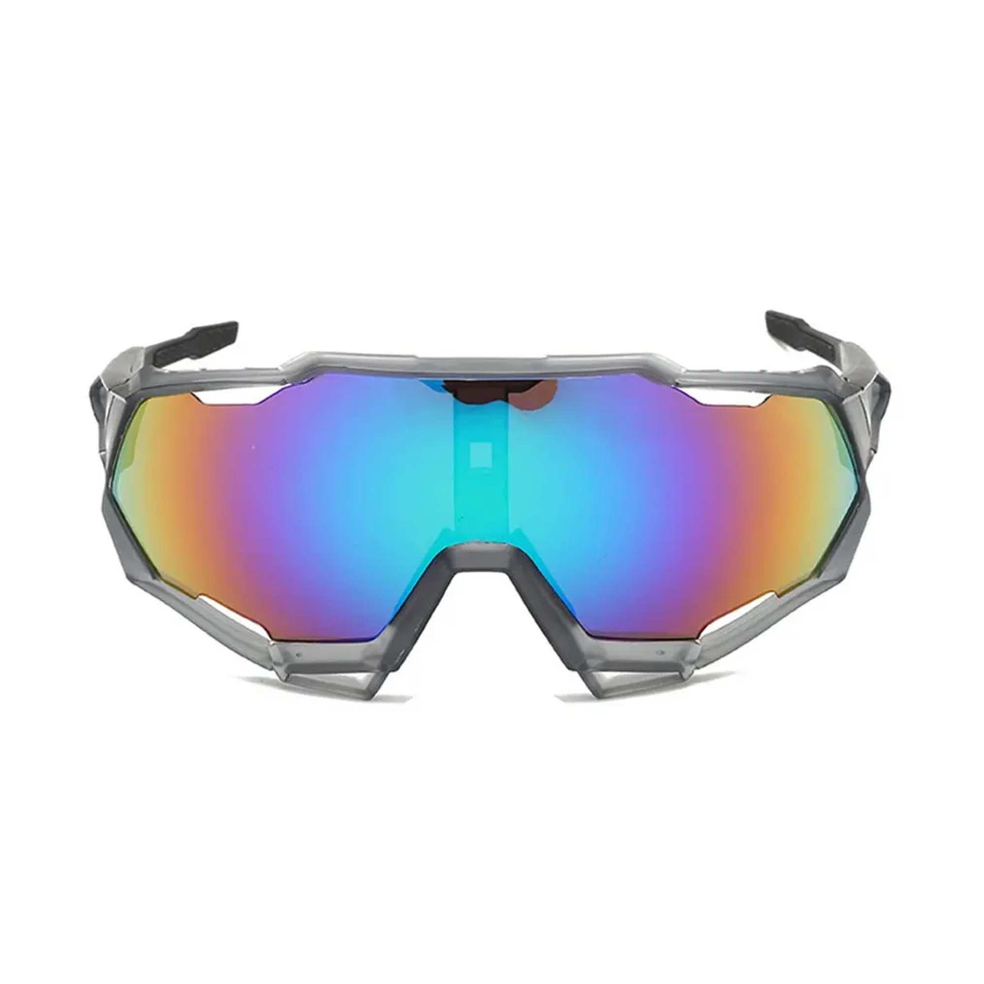 AUGEN By Visions India Sports Mirrored Wraparound Sunglasses for Cycling Cricket Riding Trekking Full Coverage UV 400 Protection Abstract Unisex Sunglasses Large Size (C6, 154)