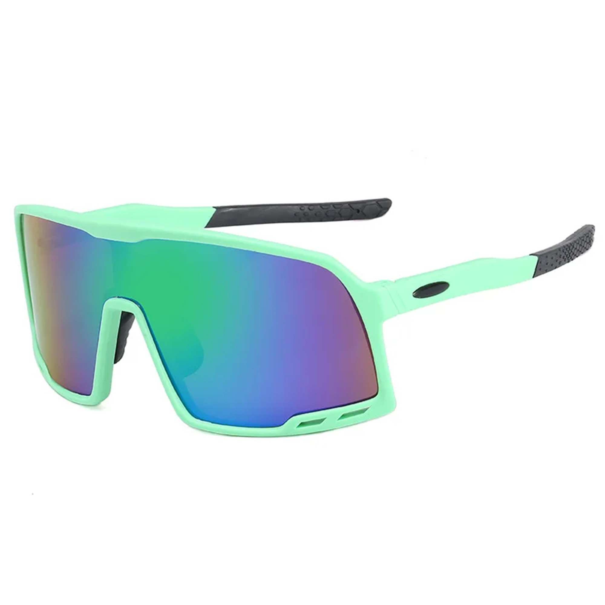 AUGEN By Visions India Sports Mirrored Wraparound Sunglasses for Cycling Cricket Riding Trekking Full Coverage UV 400 Protection Abstract Unisex Sunglass Large (C3, 155)
