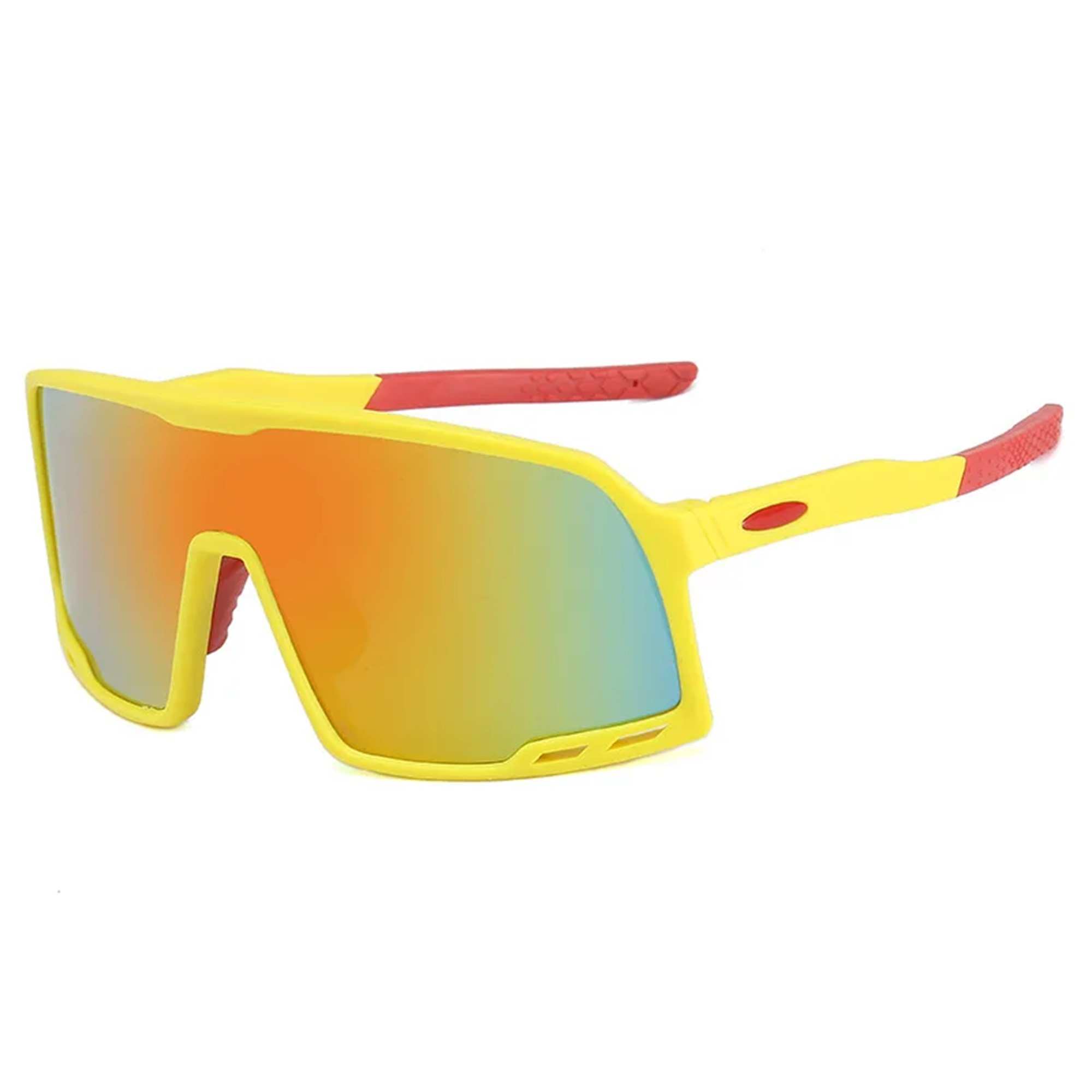 AUGEN By Visions India Sports Mirrored Wraparound Sunglasses for Cycling Cricket Riding Trekking Full Coverage UV 400 Protection Abstract Unisex Sunglasses Large Size (C4, 155)