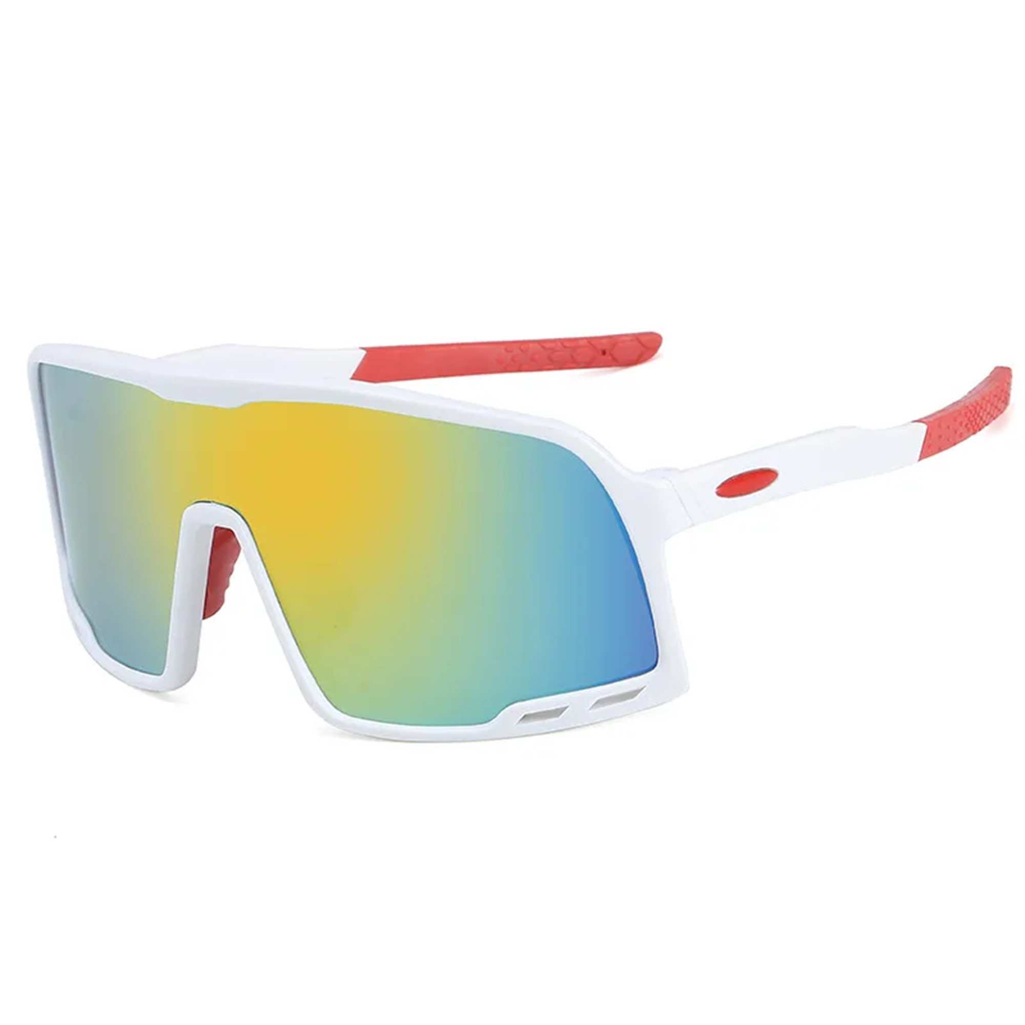 AUGEN By Visions India Sports Mirrored Wraparound Sunglasses for Cycling Cricket Riding Trekking Full Coverage UV 400 Protection Abstract Unisex Sunglass Large (C5, 155)