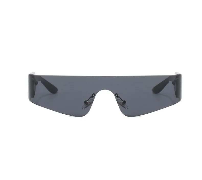 AUGEN By Visions India Y2K Rimless Futuristic Wrap Around Sunglasses, Trendy Cyberpunk Visor Sunglasses Monoblock Cyclops Shades UV 400 Protection Abstract Unisex Sunglass Medium (C1, 156)