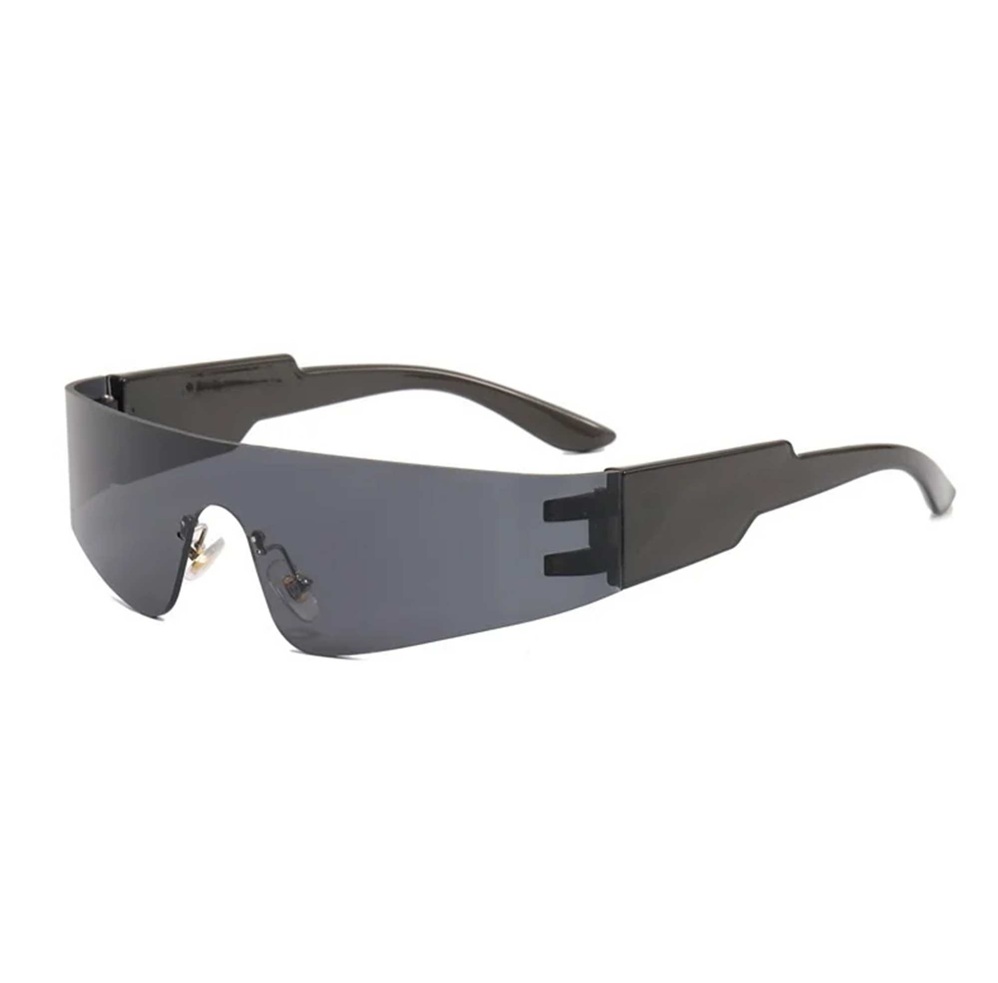 AUGEN By Visions India Y2K Rimless Futuristic Wrap Around Sunglasses, Trendy Cyberpunk Visor Sunglasses Monoblock Cyclops Shades UV 400 Protection Abstract Unisex Sunglass Medium (C1, 156)