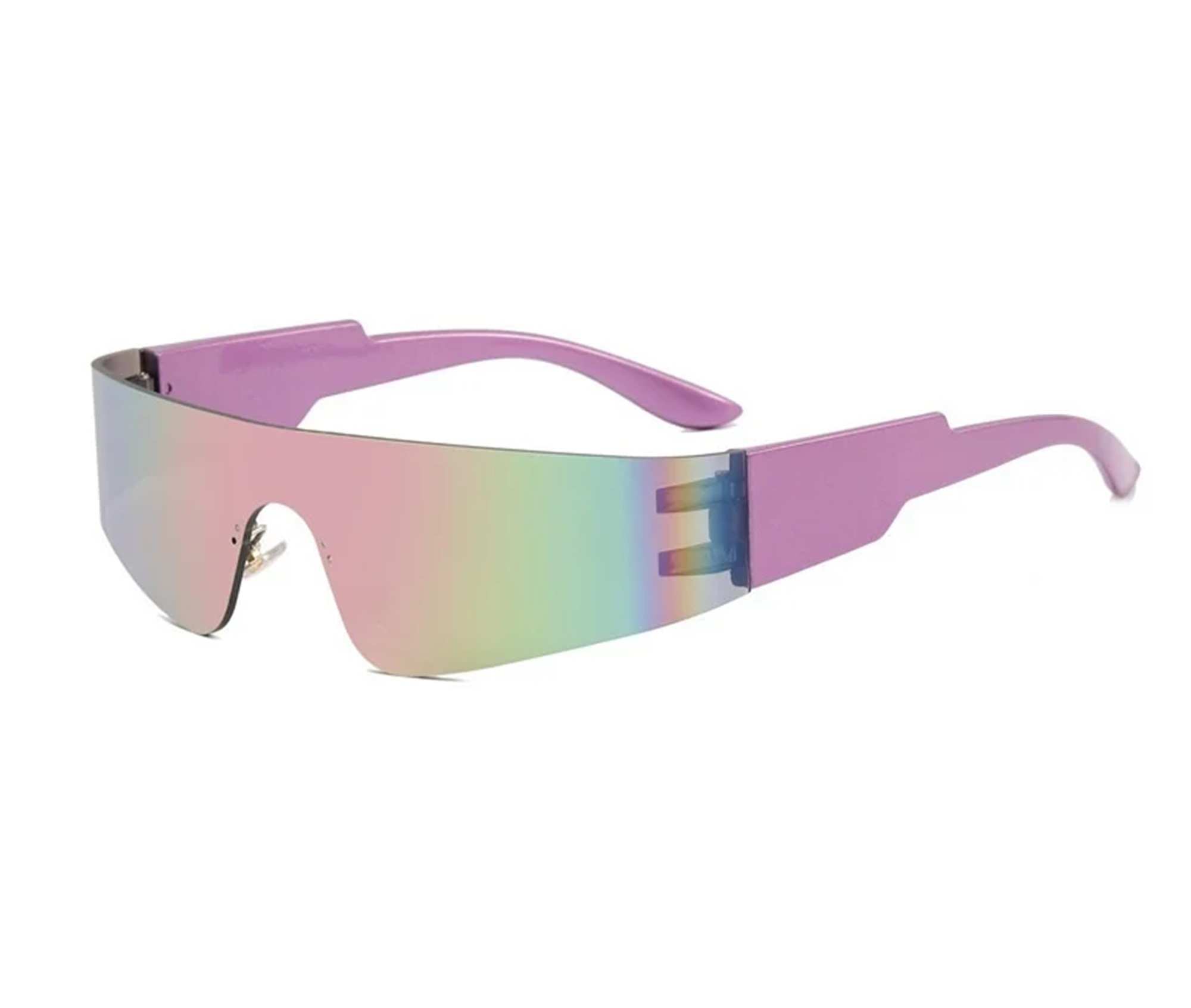 AUGEN By Visions India Y2K Rimless Futuristic Wrap Around Sunglasses, Trendy Cyberpunk Visor Sunglasses Monoblock Cyclops Shades UV 400 Protection Abstract Unisex Sunglasses Medium (C2, 156)