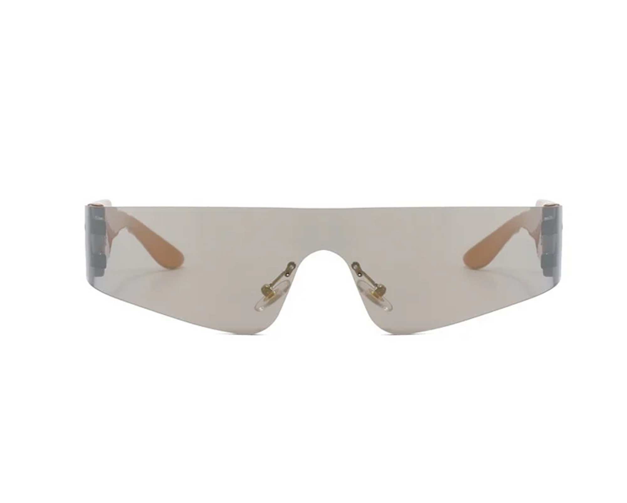 AUGEN By Visions India Y2K Rimless Futuristic Wrap Around Sunglasses, Trendy Cyberpunk Visor Sunglasses Monoblock Cyclops Shades UV 400 Protection Abstract Unisex Sunglasses Medium (C3, 156)