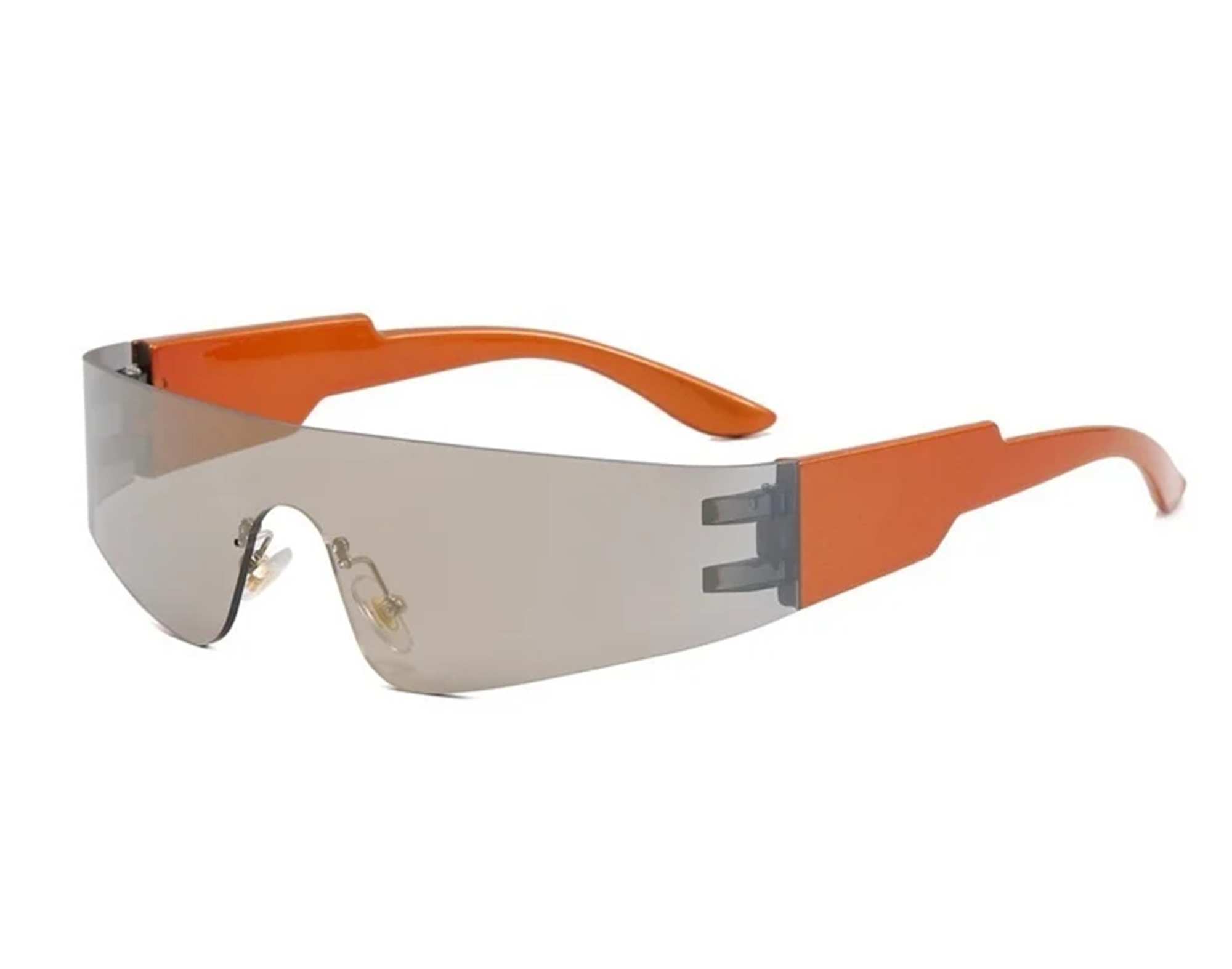AUGEN By Visions India Y2K Rimless Futuristic Wrap Around Sunglasses, Trendy Cyberpunk Visor Sunglasses Monoblock Cyclops Shades UV 400 Protection Abstract Unisex Sunglasses Medium (C3, 156)