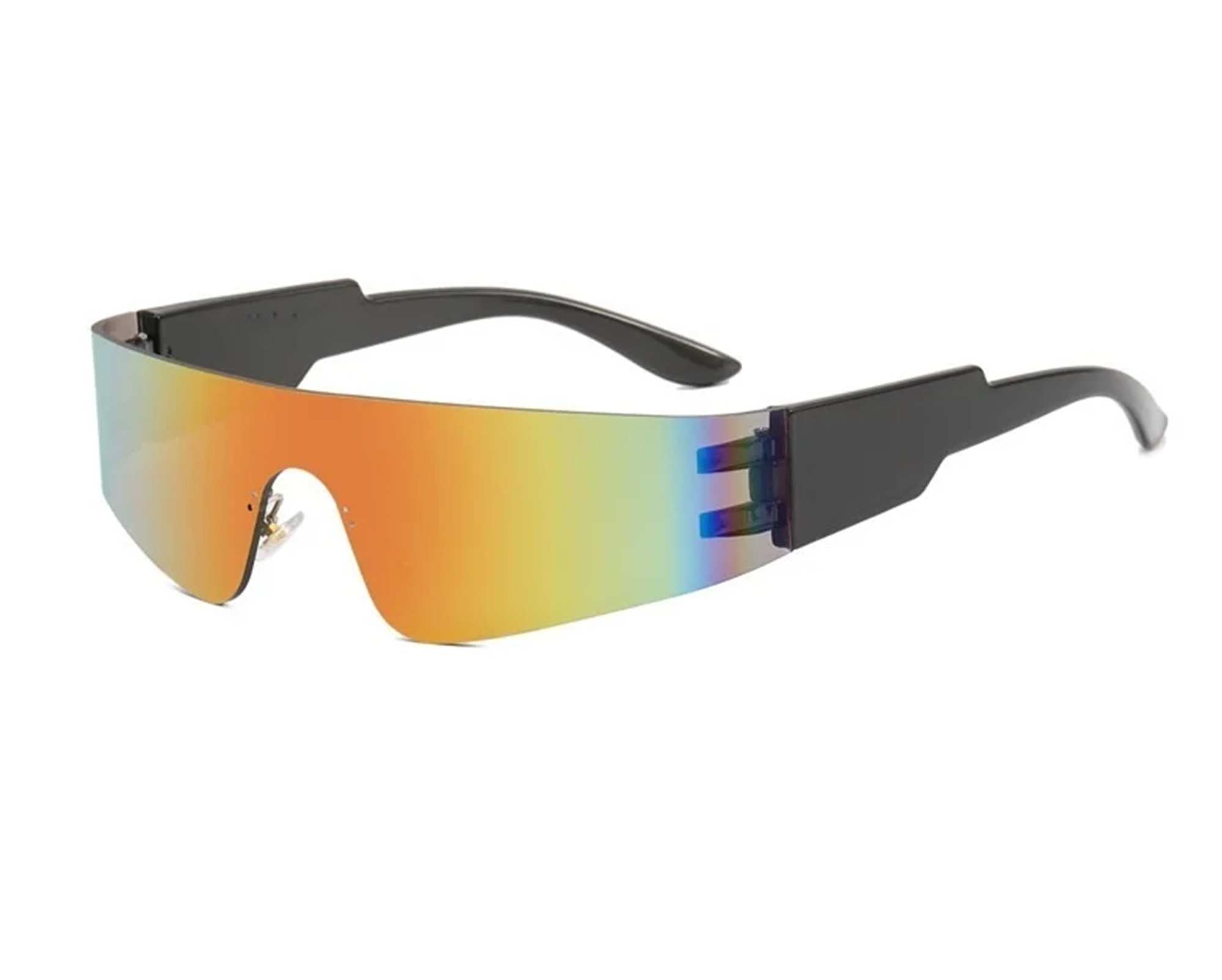 AUGEN By Visions India Y2K Rimless Futuristic Wrap Around Sunglasses, Trendy Cyberpunk Visor Sunglasses Monoblock Cyclops Shades UV 400 Protection Abstract Unisex Sunglasses Medium (C4, 156)