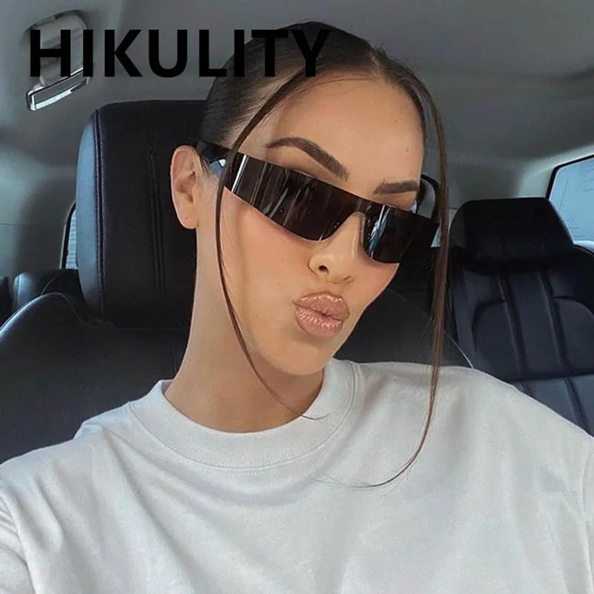 AUGEN By Visions India Y2K Rimless Futuristic Wrap Around Sunglasses, Trendy Cyberpunk Visor Sunglasses Monoblock Cyclops Shades UV 400 Protection Abstract Unisex Sunglasses Medium (C4, 156)