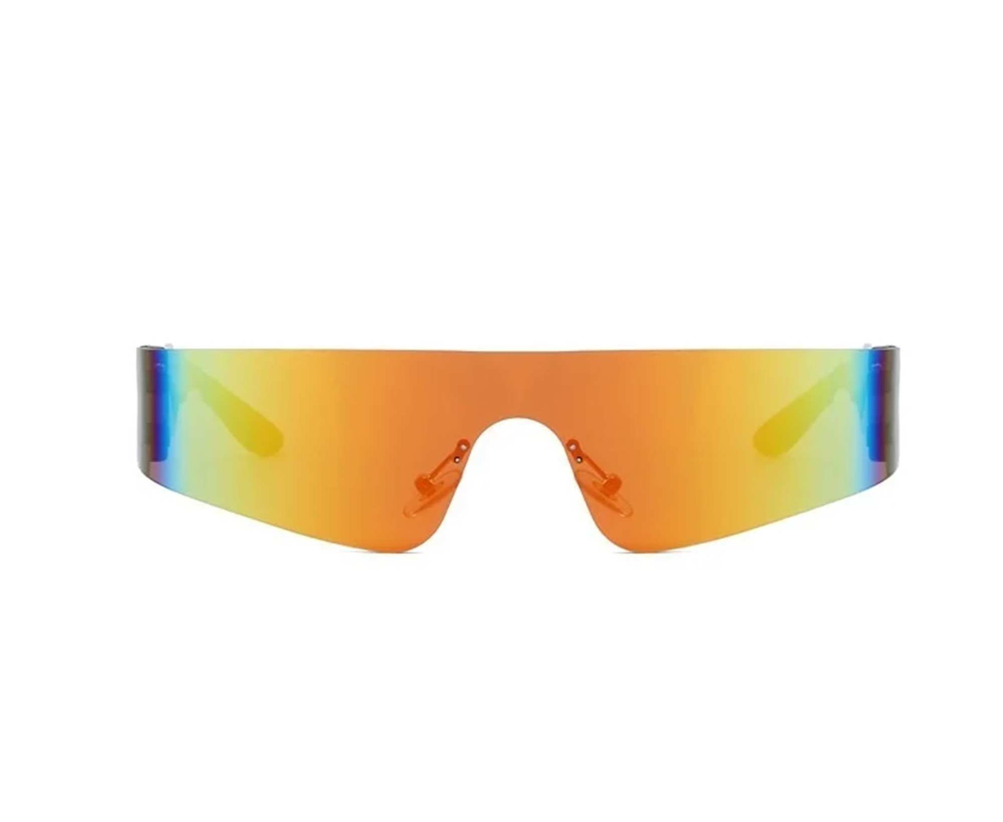 AUGEN By Visions India Y2K Rimless Futuristic Wrap Around Sunglasses, Trendy Cyberpunk Visor Sunglasses Monoblock Cyclops Shades UV 400 Protection Abstract Unisex Sunglasses Medium (C4, 156)