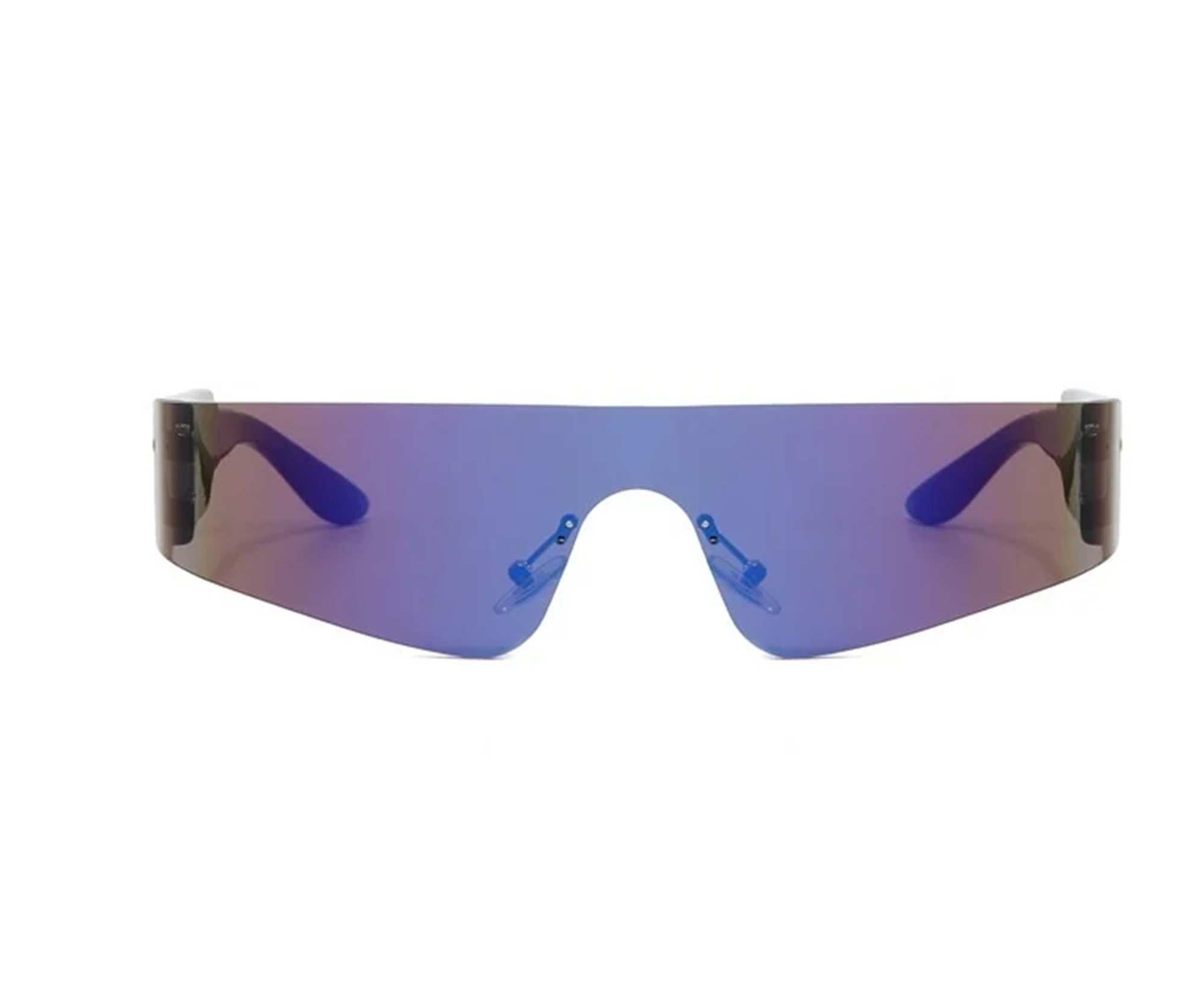 AUGEN By Visions India Y2K Rimless Futuristic Wrap Around Sunglasses, Trendy Cyberpunk Visor Sunglasses Monoblock Cyclops Shades UV 400 Protection Abstract Unisex Sunglasses Medium (C5, 156)