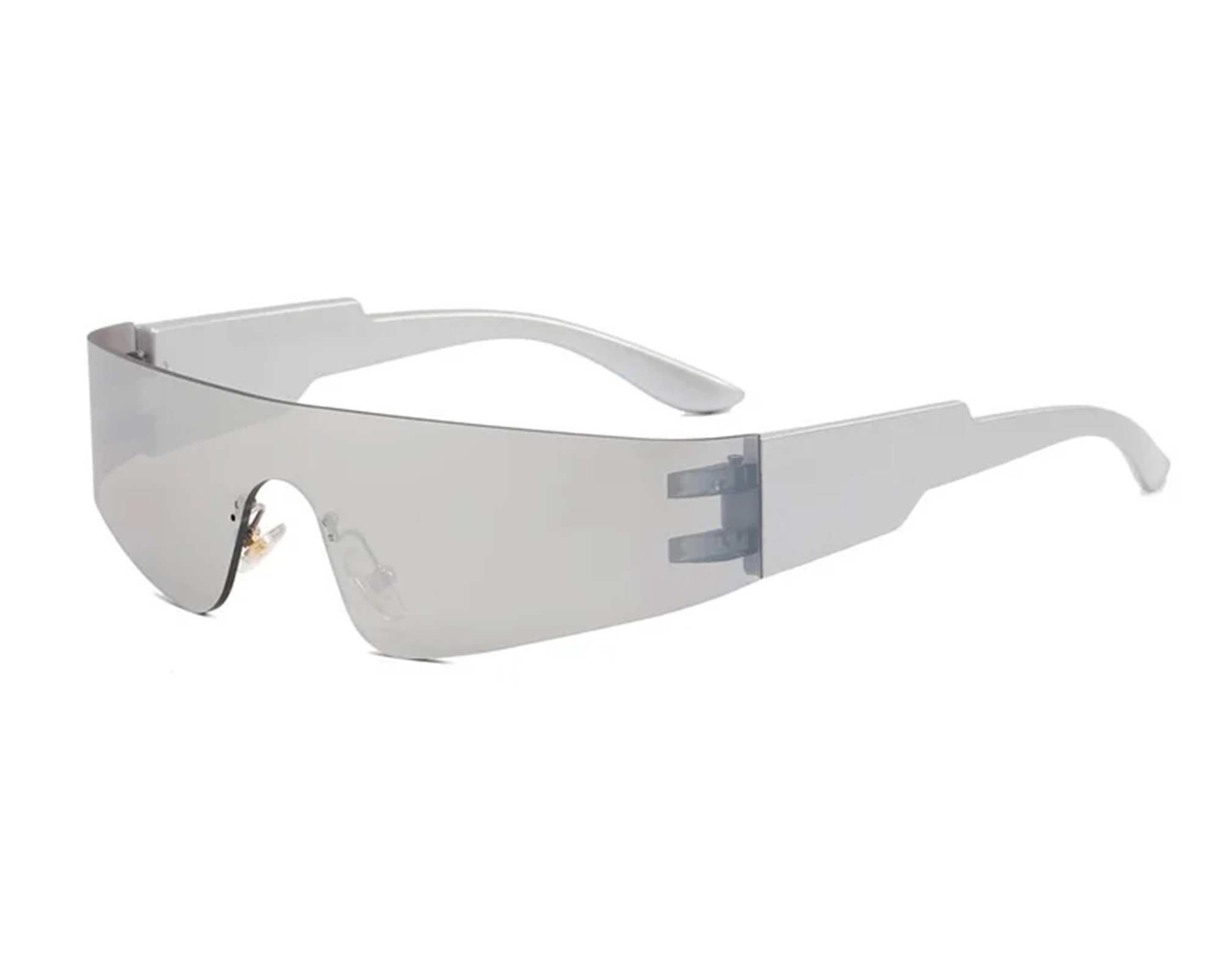 AUGEN By Visions India Y2K Rimless Futuristic Wrap Around Sunglasses, Trendy Cyberpunk Visor Sunglasses Monoblock Cyclops Shades UV 400 Protection Abstract Unisex Sunglass Medium (C6, 156)