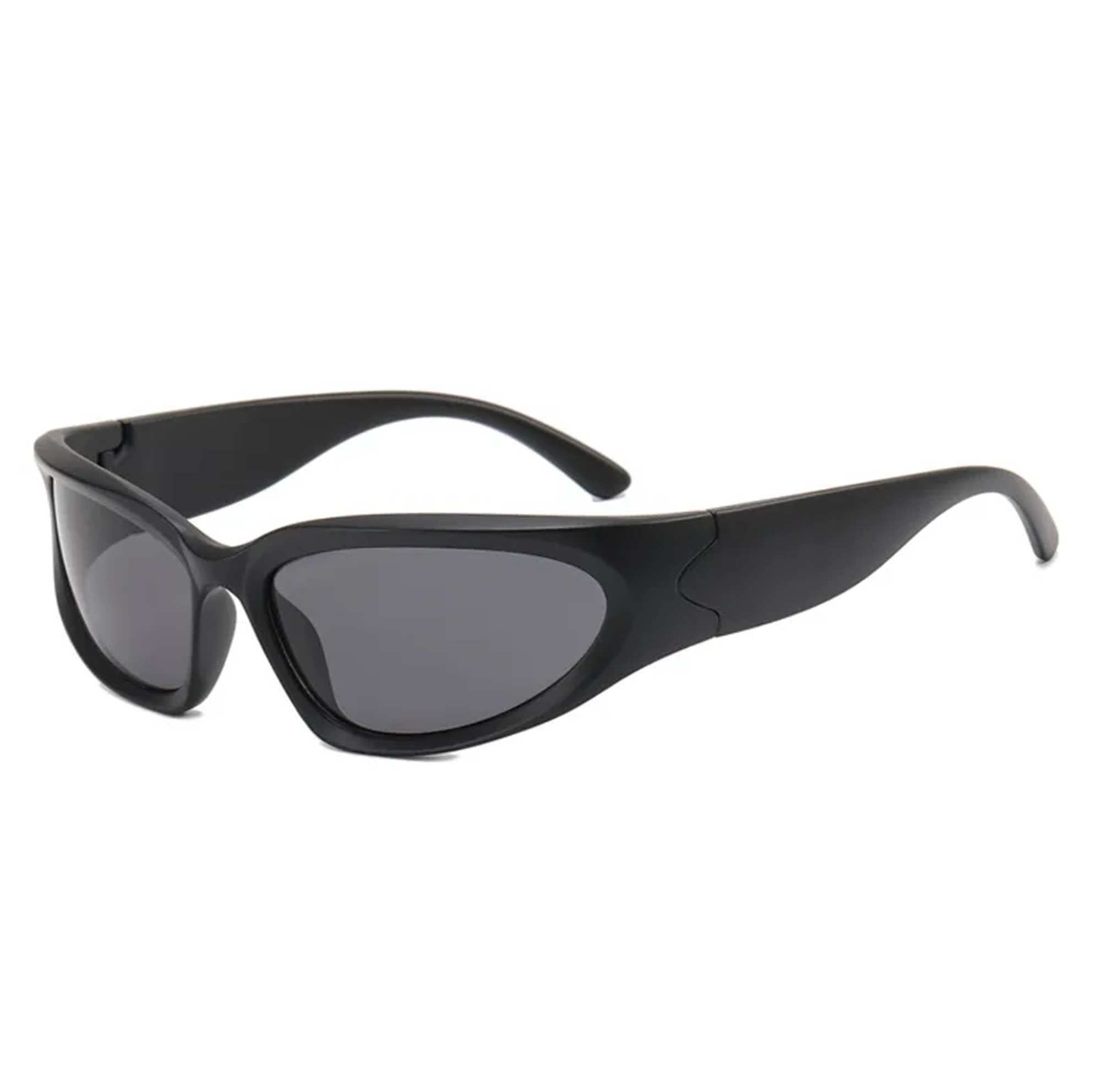AUGEN By Visions India Y2K Futuristic Wrap Around Sunglasses, Trendy Cyberpunk Visor Sunglasses Monoblock Cyclops Shades UV 400 Protection Abstract Unisex Sunglass Medium (C1, 157)