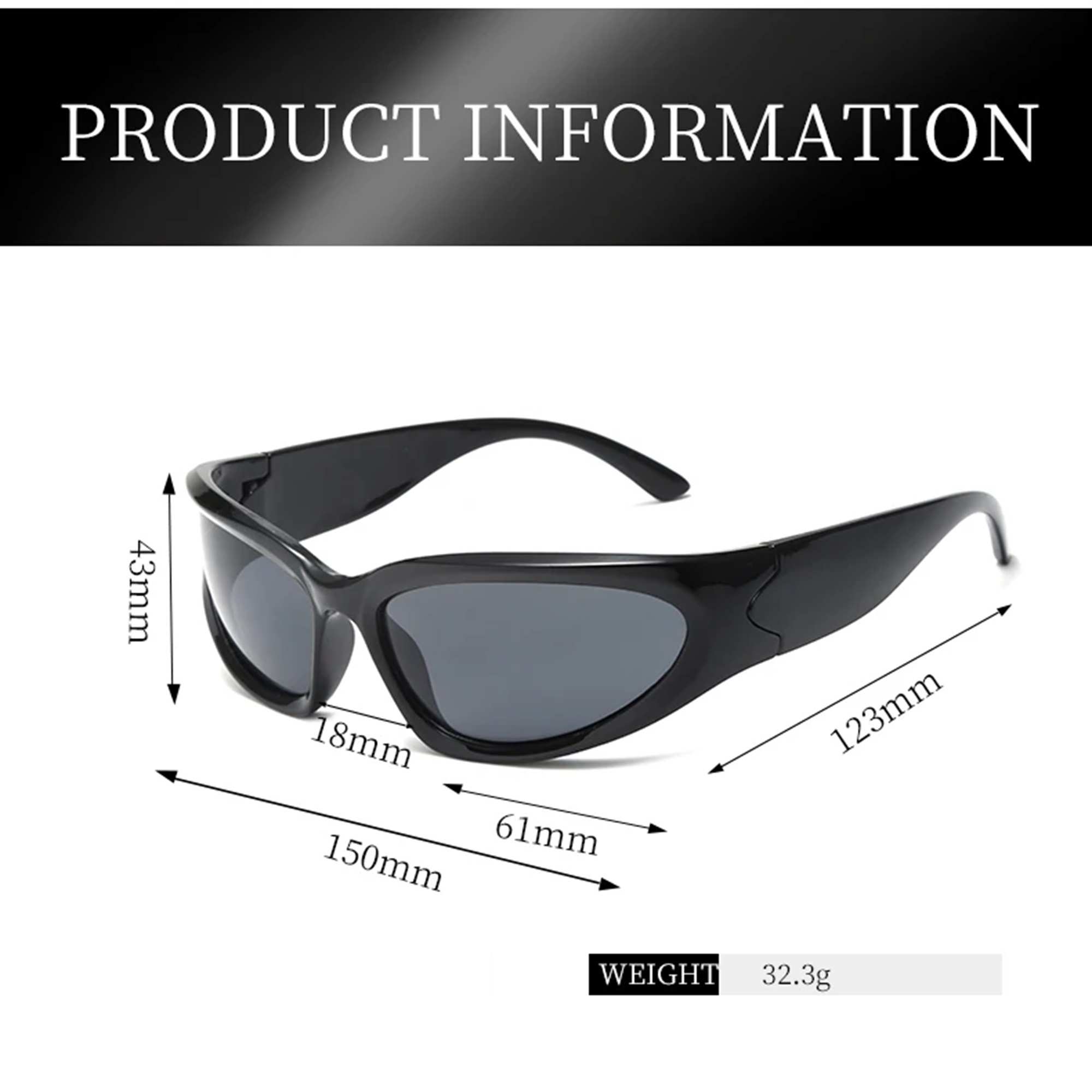 AUGEN By Visions India Y2K Futuristic Wrap Around Sunglasses, Trendy Cyberpunk Visor Sunglasses Monoblock Cyclops Shades UV 400 Protection Abstract Unisex Sunglass Medium (C3, 157)
