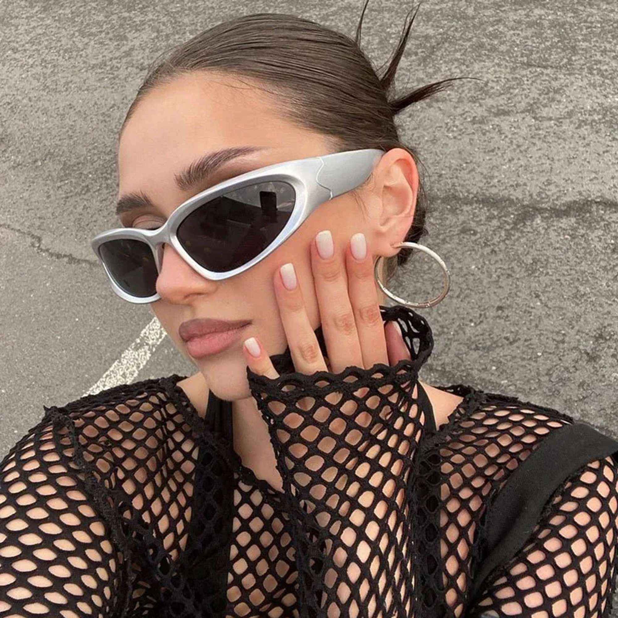 AUGEN By Visions India Y2K Futuristic Wrap Around Sunglasses, Trendy Cyberpunk Visor Sunglasses Monoblock Cyclops Shades UV 400 Protection Abstract Unisex Sunglass Medium (C3, 157)
