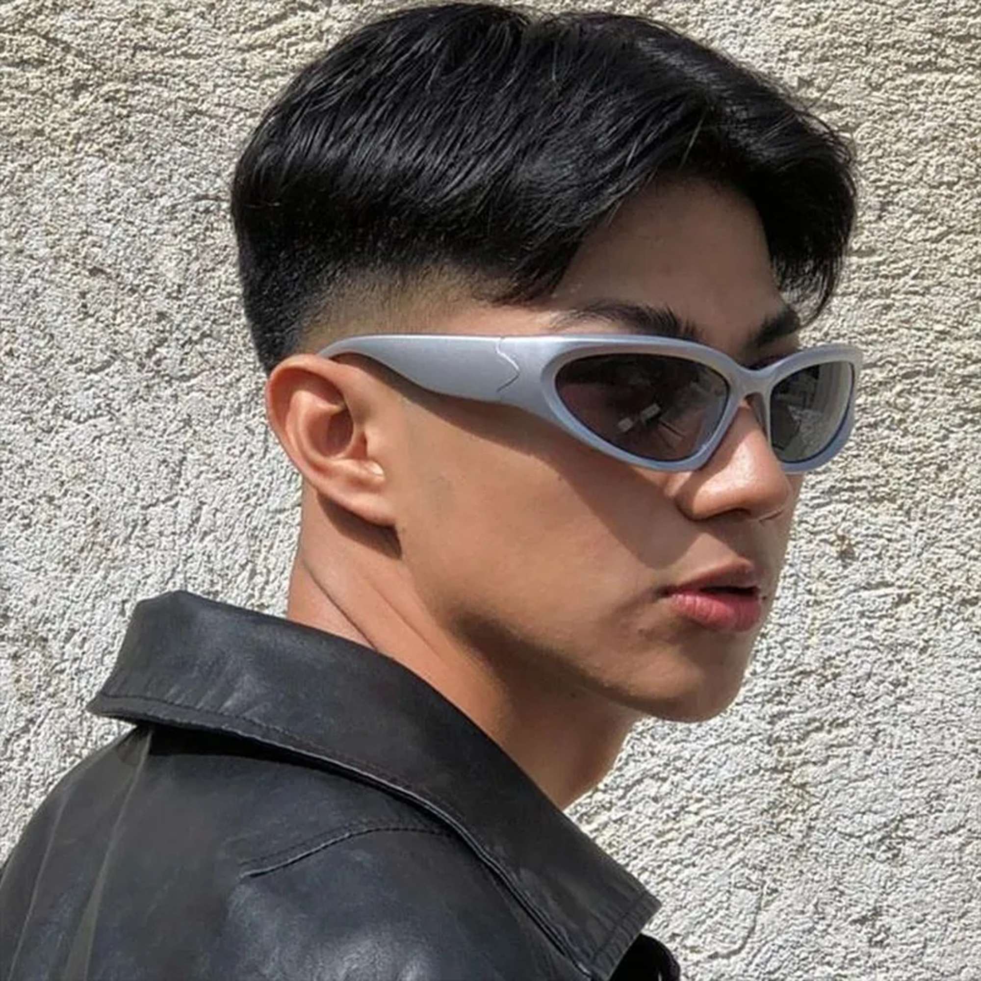 AUGEN By Visions India Y2K Futuristic Wrap Around Sunglasses, Trendy Cyberpunk Visor Sunglasses Monoblock Cyclops Shades UV 400 Protection Abstract Unisex Sunglasses Medium (C5, 157)