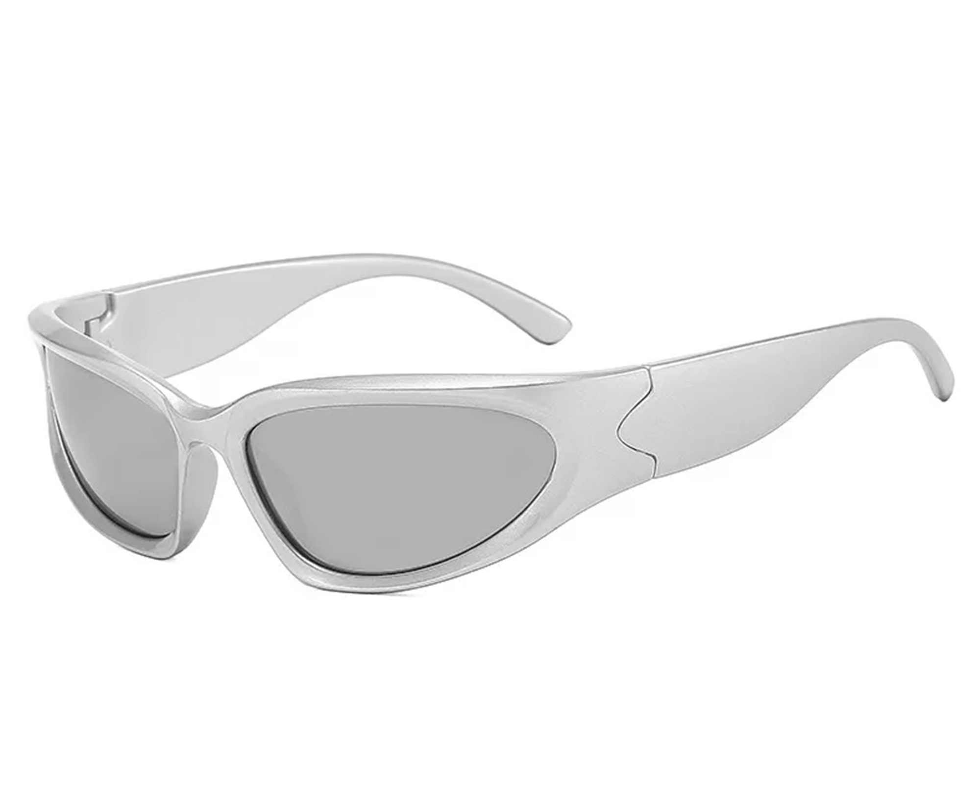 AUGEN By Visions India Y2K Futuristic Wrap Around Sunglasses, Trendy Cyberpunk Visor Sunglasses Monoblock Cyclops Shades UV 400 Protection Abstract Unisex Sunglasses Medium (C6, 157)