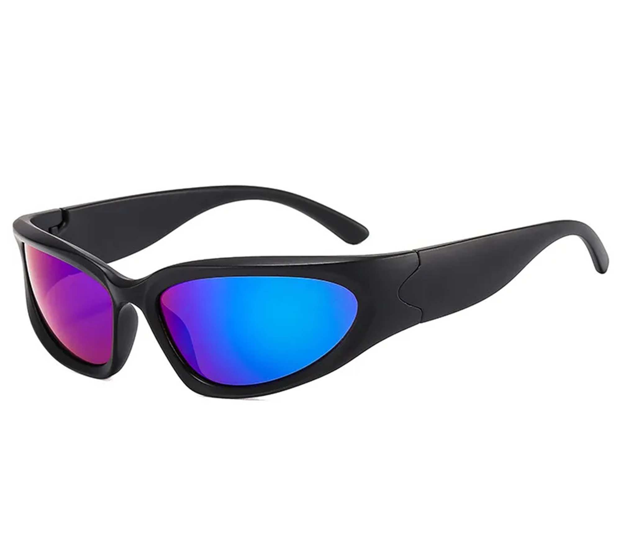 AUGEN By Visions India Y2K Futuristic Wrap Around Sunglasses, Trendy Cyberpunk Visor Sunglasses Monoblock Cyclops Shades UV 400 Protection Abstract Unisex Sunglasses Medium (C8, 157)
