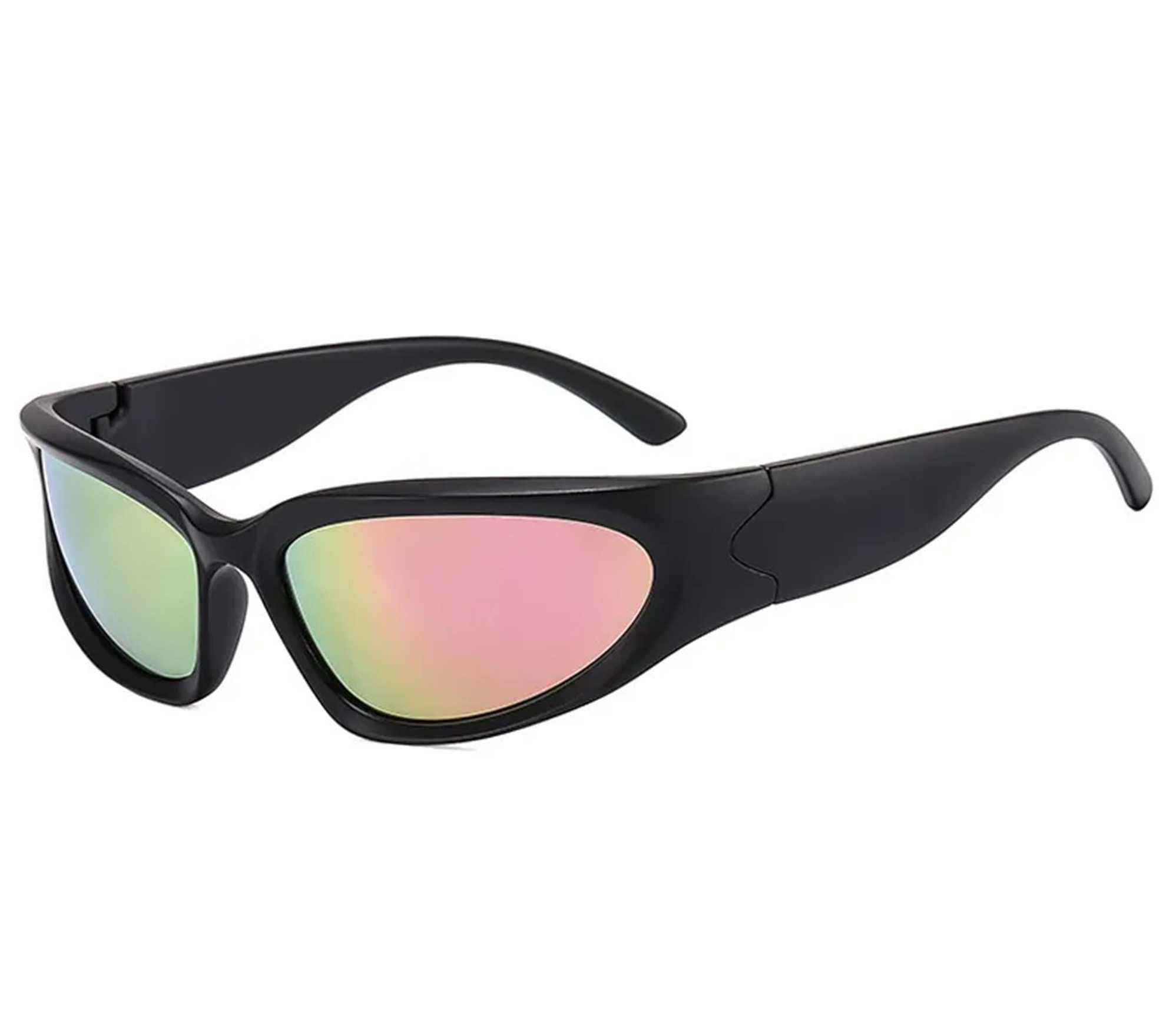 AUGEN By Visions India Y2K Futuristic Wrap Around Sunglasses, Trendy Cyberpunk Visor Sunglasses Monoblock Cyclops Shades UV 400 Protection Abstract Unisex Sunglasses Medium (C9, 157)