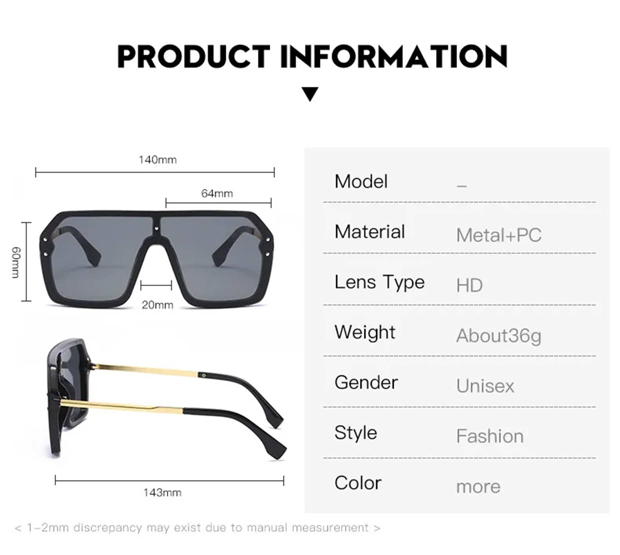 AUGEN By Visions India Retro Vintage Square Abstract Unisex Sunglasses Polarized UV400 Protected Large Size (C4, 159)