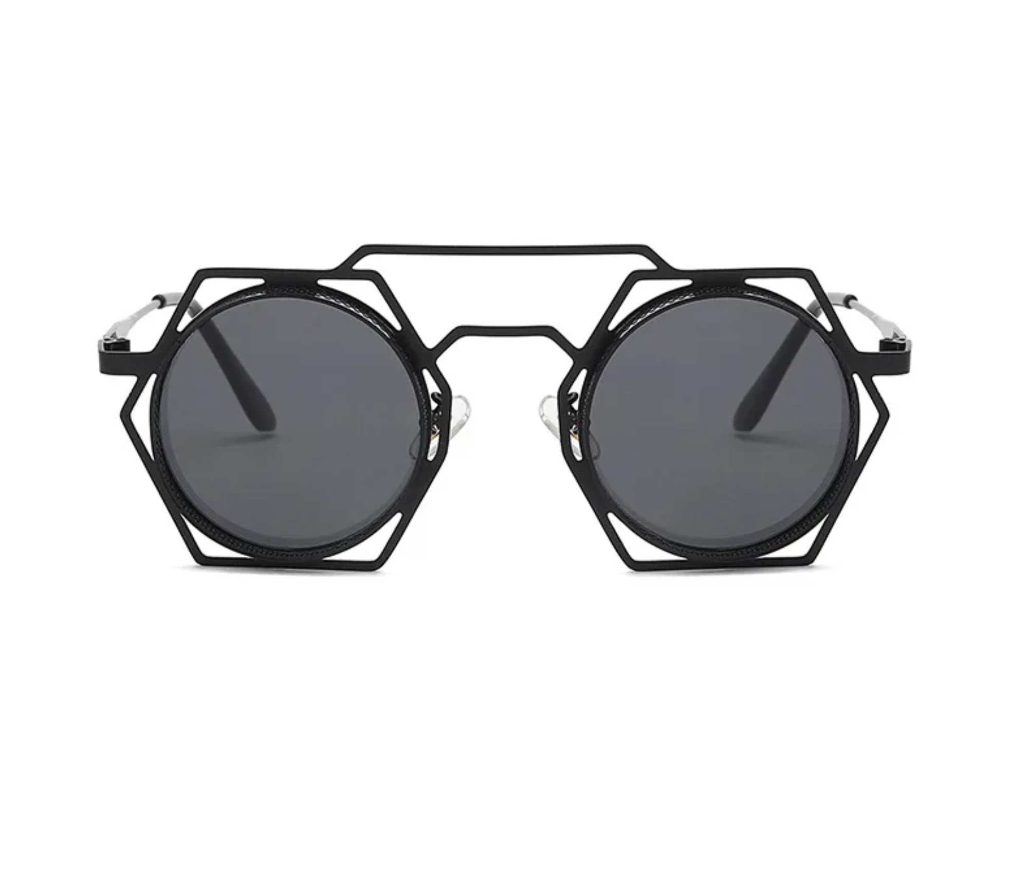 AUGEN By Visions India Retro Vintage Round Abstract Unisex Sunglasses UV400 Protected Medium Size (C1, 160)