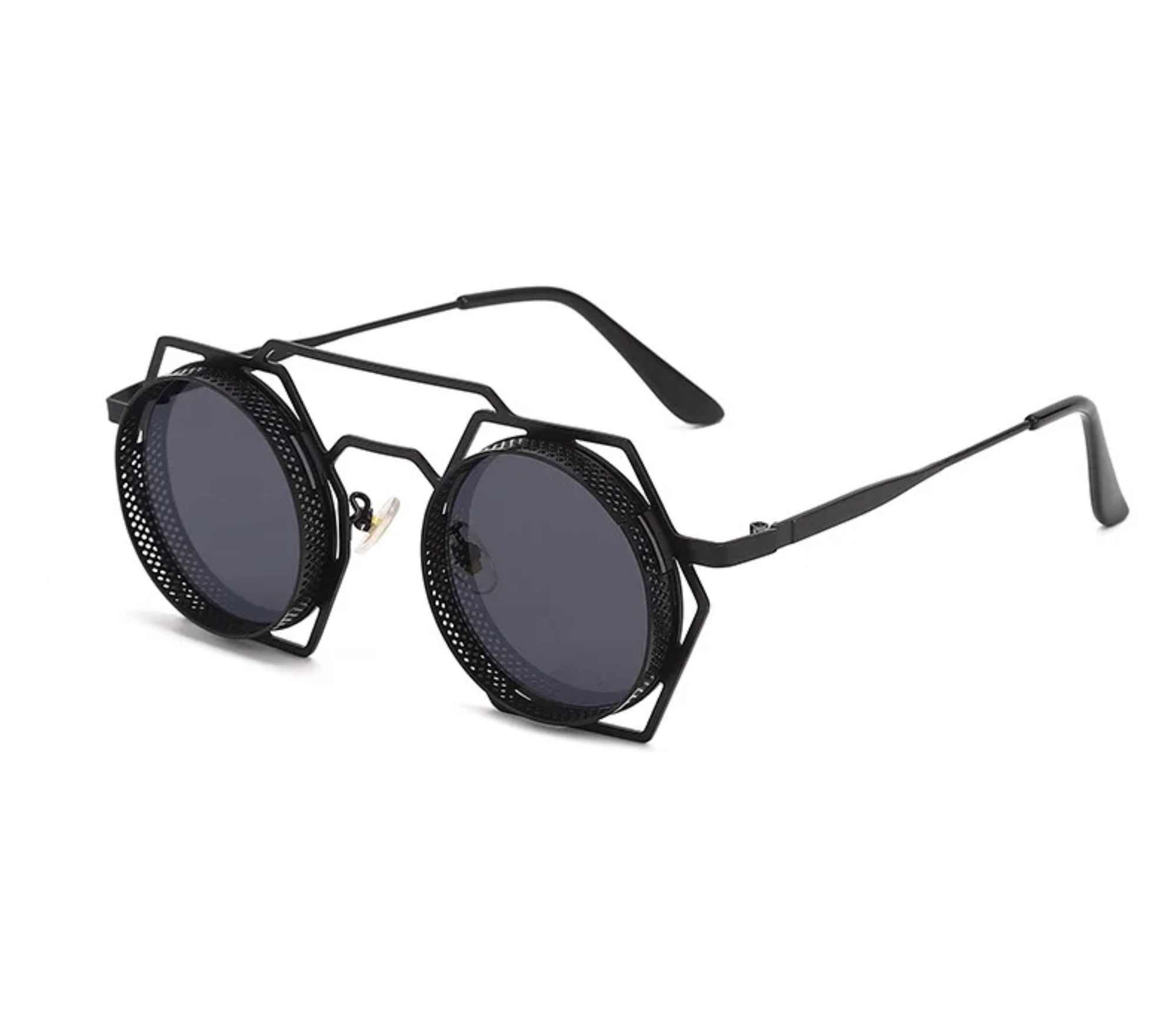 AUGEN By Visions India Retro Vintage Round Abstract Unisex Sunglasses UV400 Protected Medium Size (C1, 160)