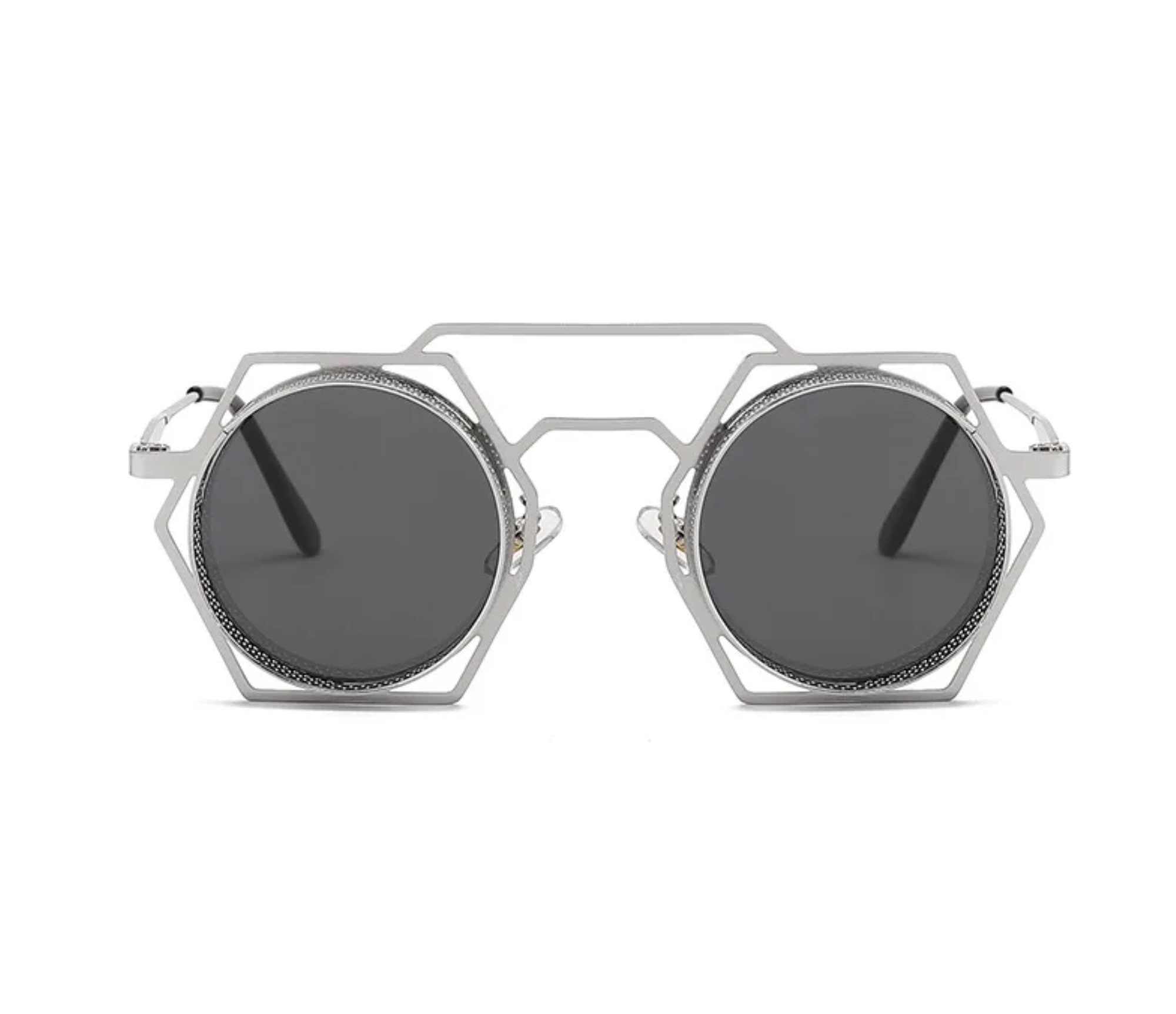 AUGEN By Visions India Retro Vintage Round Abstract Unisex Sunglasses UV400 Protected Medium Size (C2, 160)