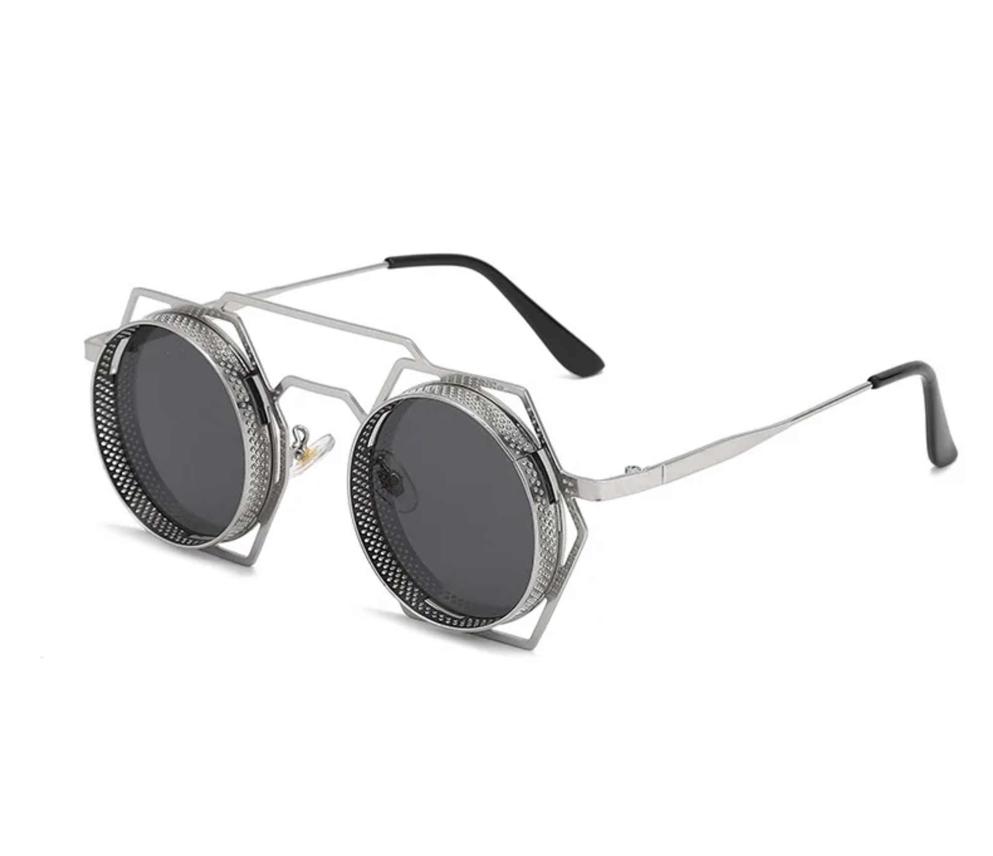 AUGEN By Visions India Retro Vintage Round Abstract Unisex Sunglasses UV400 Protected Medium Size (C2, 160)