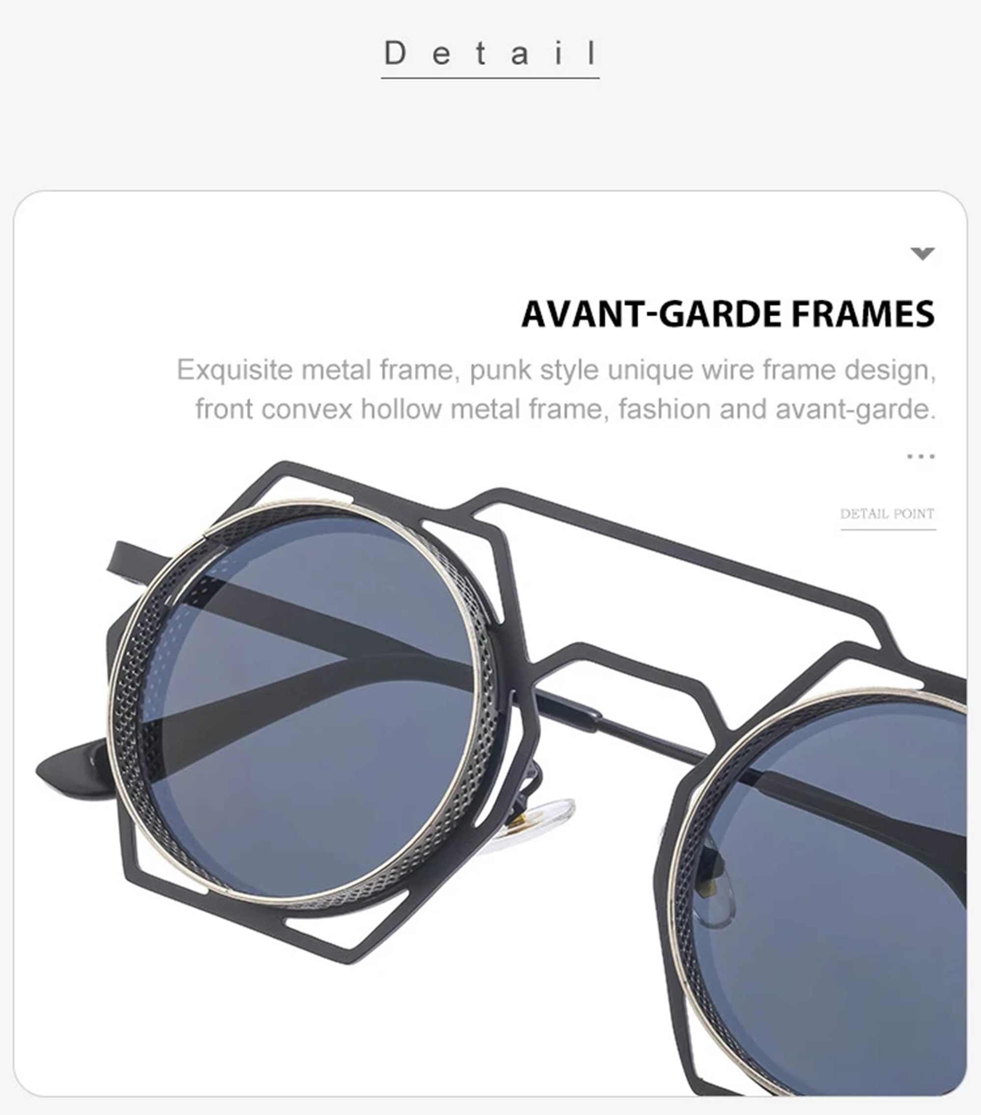 AUGEN By Visions India Retro Vintage Round Abstract Unisex Sunglasses UV400 Protected Medium Size (C5, 160)