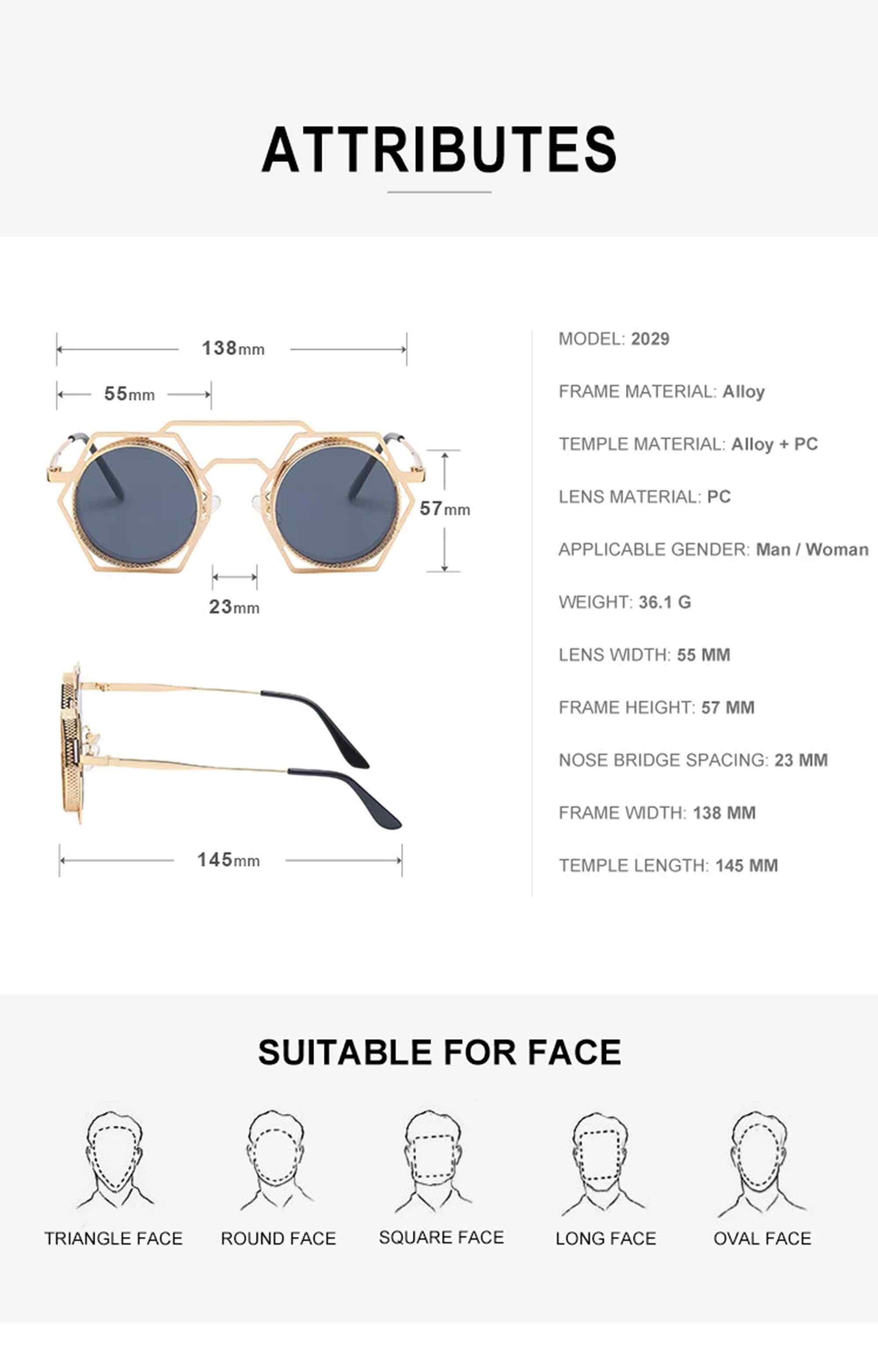 AUGEN By Visions India Retro Vintage Round Abstract Unisex Sunglasses UV400 Protected Medium Size (C5, 160)
