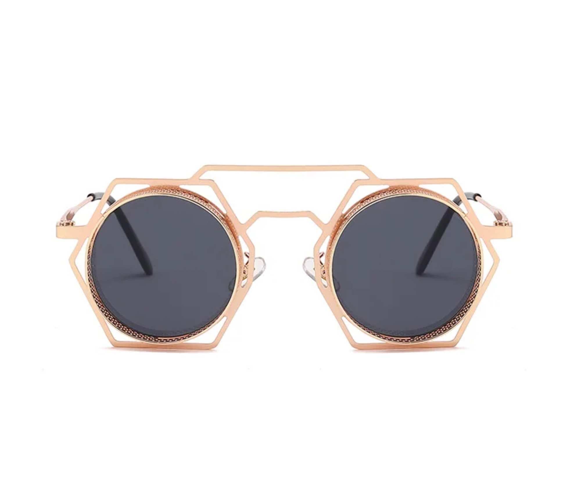 AUGEN By Visions India Retro Vintage Round Abstract Unisex Sunglasses UV400 Protected Medium Size (C6, 160)