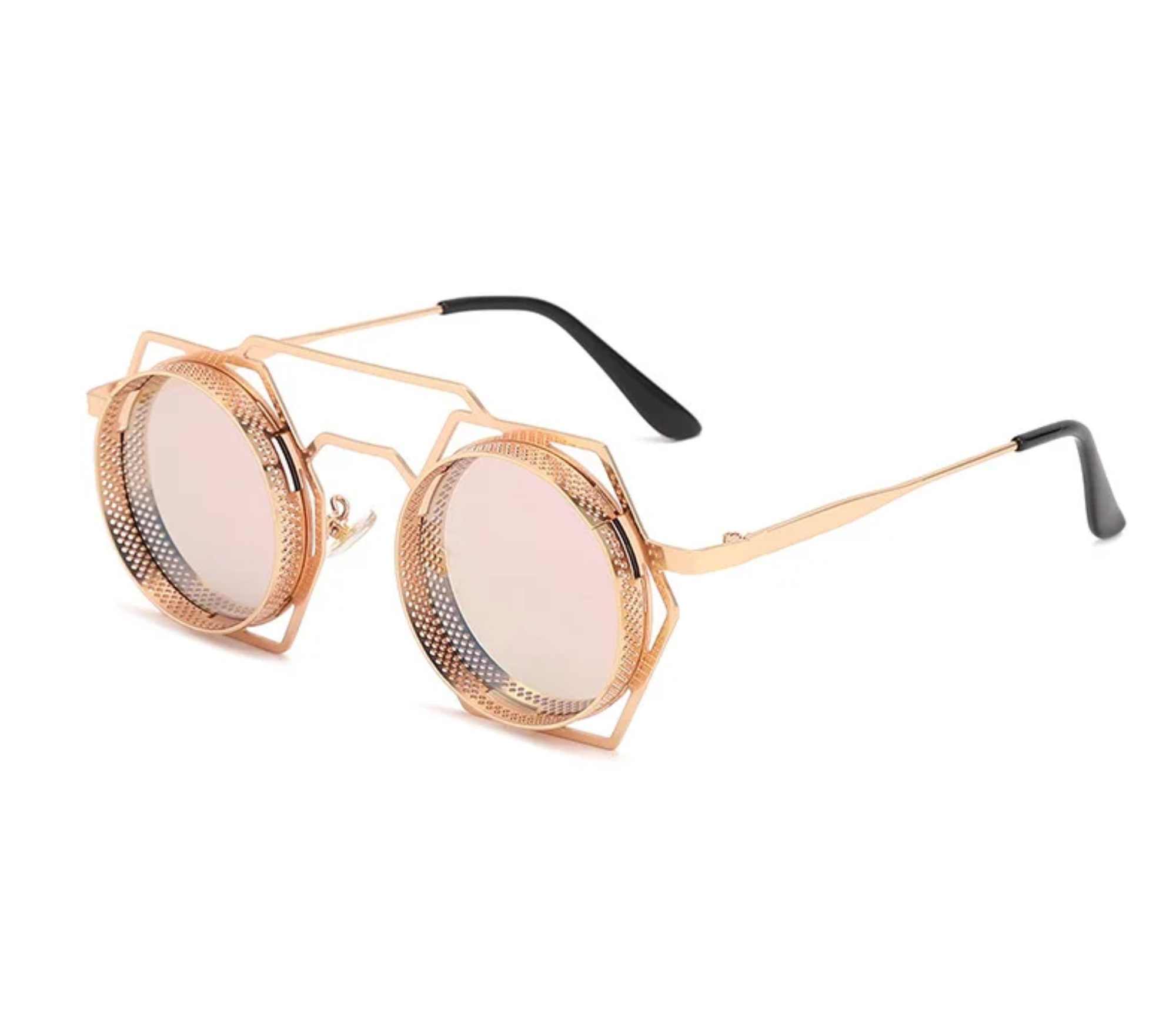 AUGEN By Visions India Retro Vintage Round Abstract Unisex Sunglasses UV400 Protected Medium Size (C7, 160)