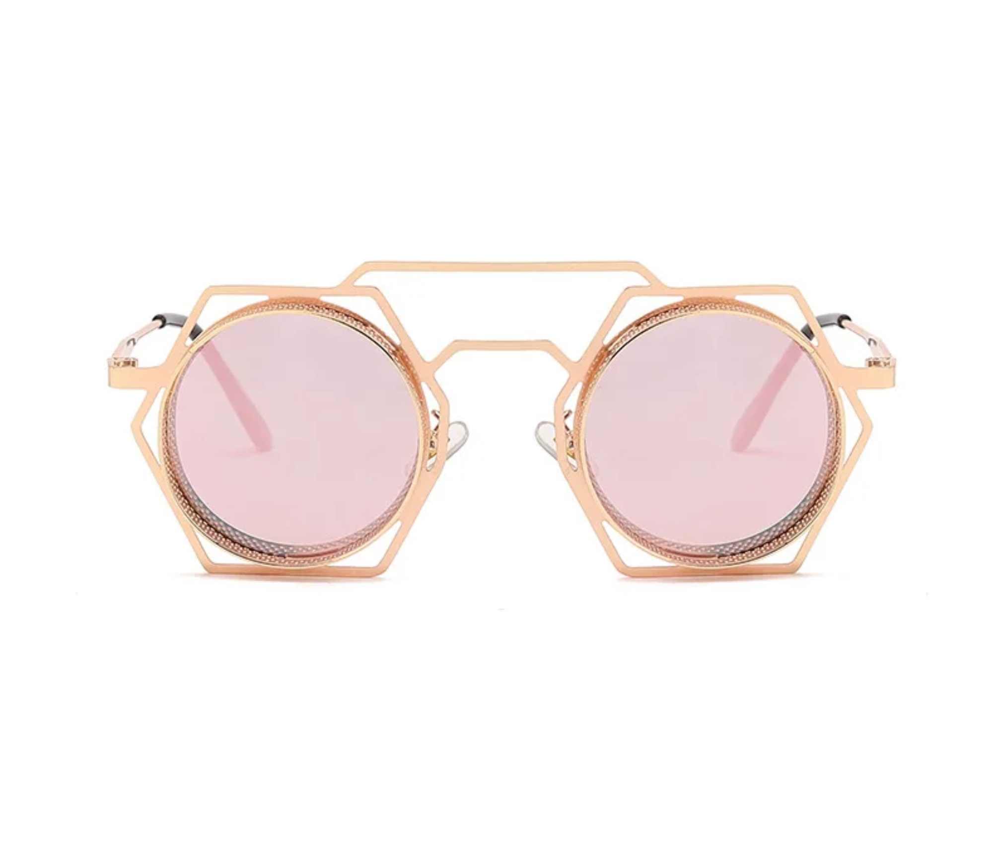 AUGEN By Visions India Retro Vintage Round Abstract Unisex Sunglasses UV400 Protected Medium Size (C7, 160)