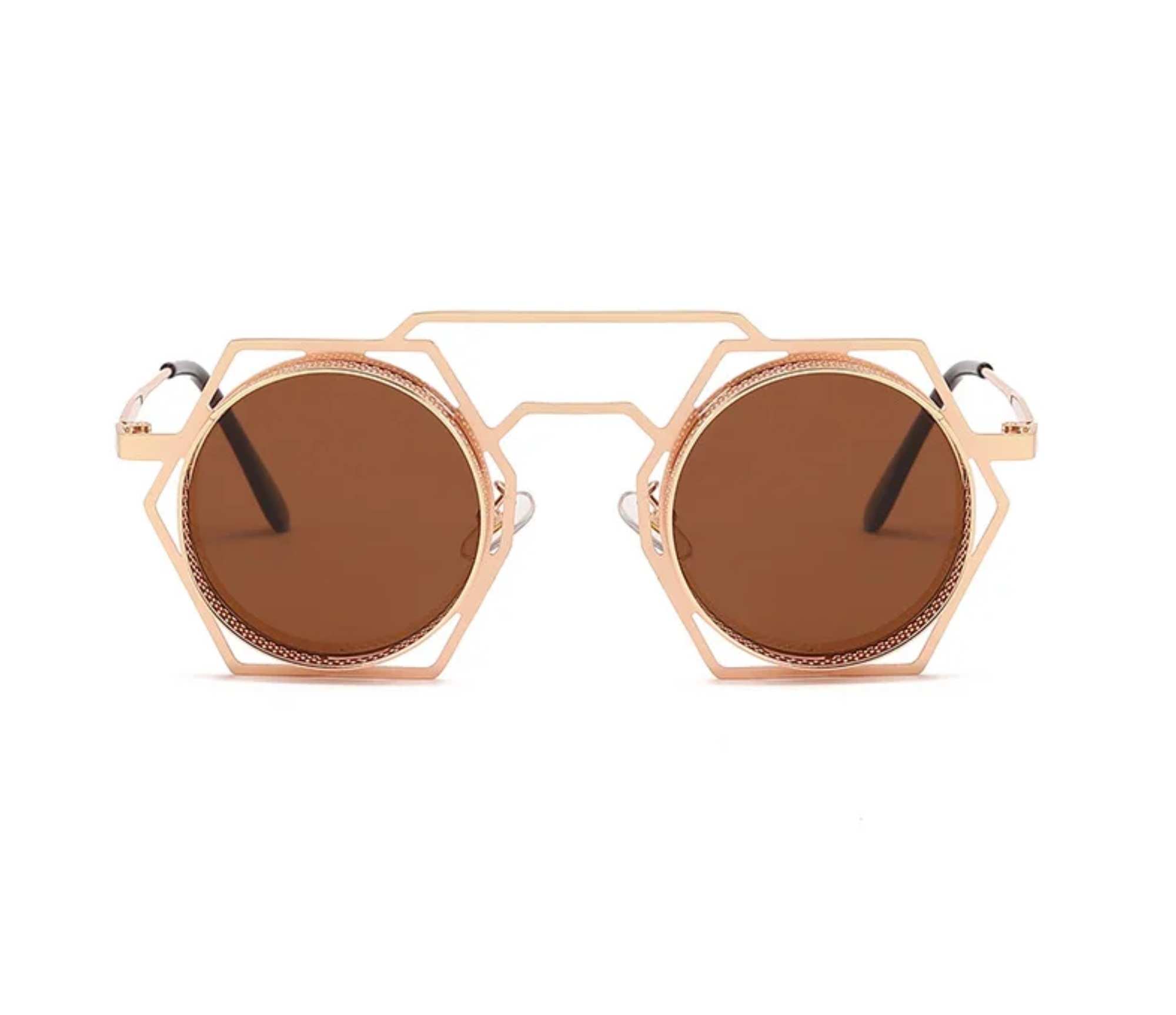 AUGEN By Visions India Retro Vintage Round Abstract Unisex Sunglasses UV400 Protected Medium Size (C8, 160)