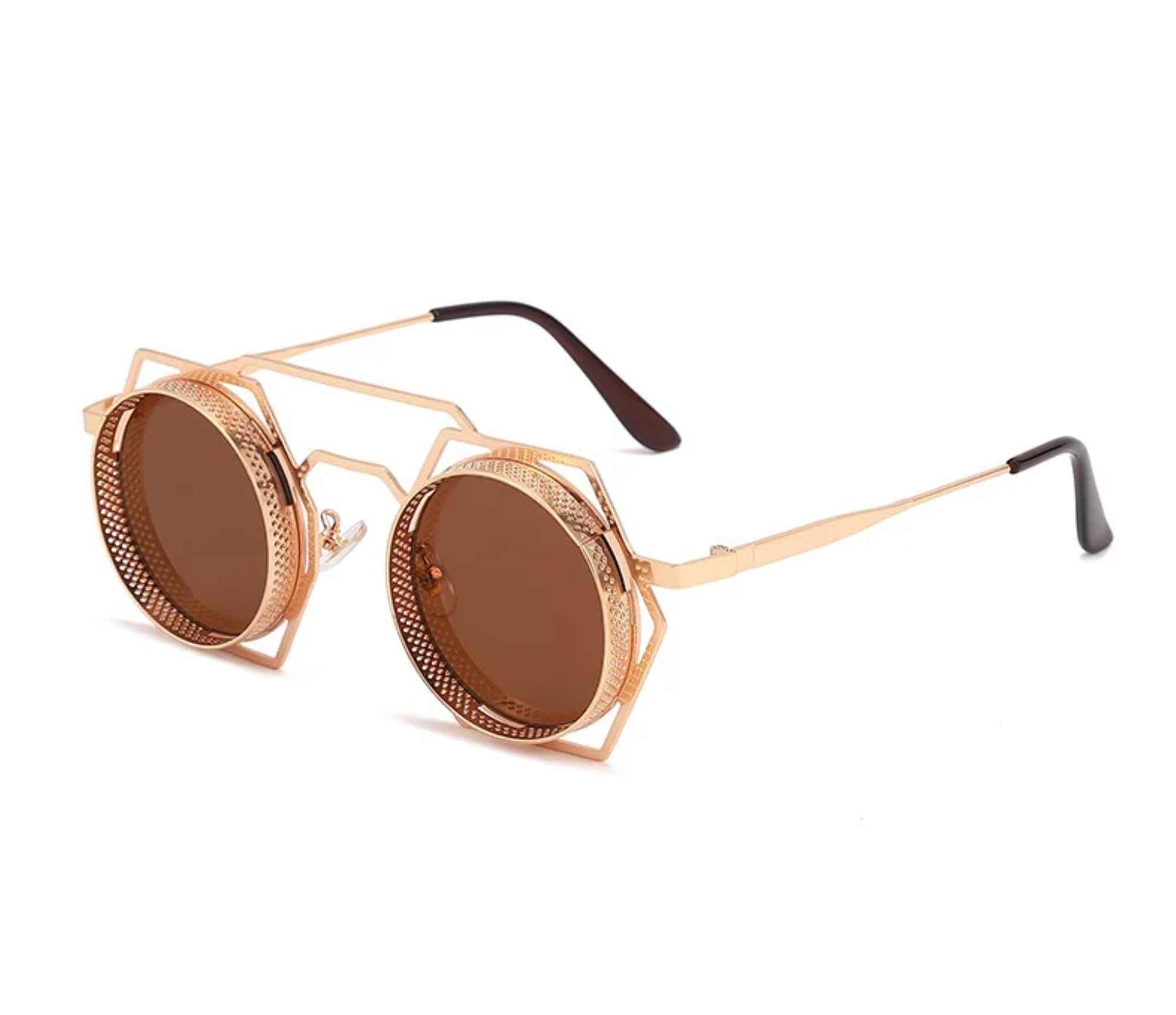 AUGEN By Visions India Retro Vintage Round Abstract Unisex Sunglasses UV400 Protected Medium Size (C8, 160)