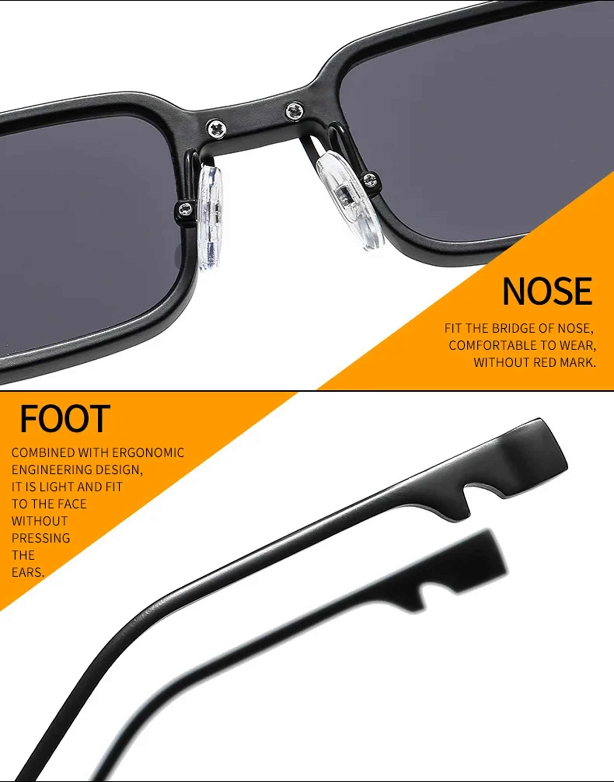 AUGEN By Visions India Retro Vintage Square Abstract Unisex Sunglasses UV400 Protected Small Size (C4, 162)