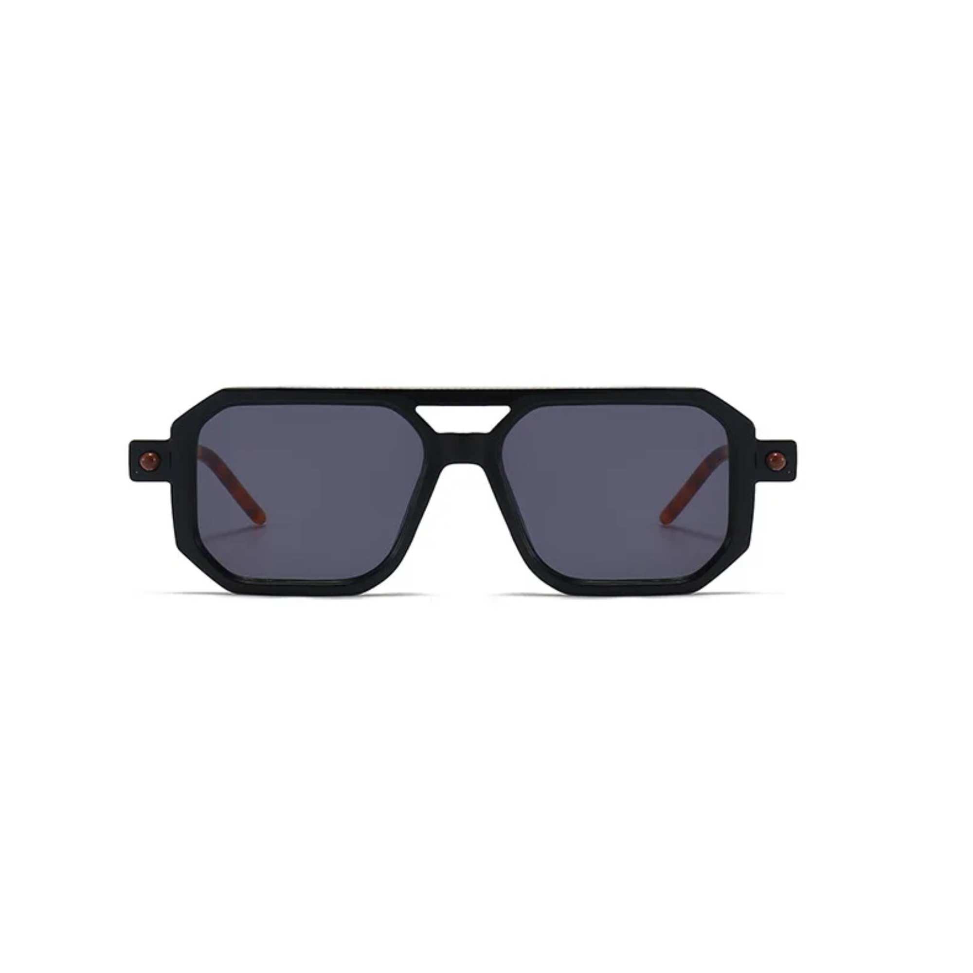 AUGEN By Visions India Retro Vintage Square Abstract Unisex Sunglasses UV400 Protected Medium Size (C1, 163)