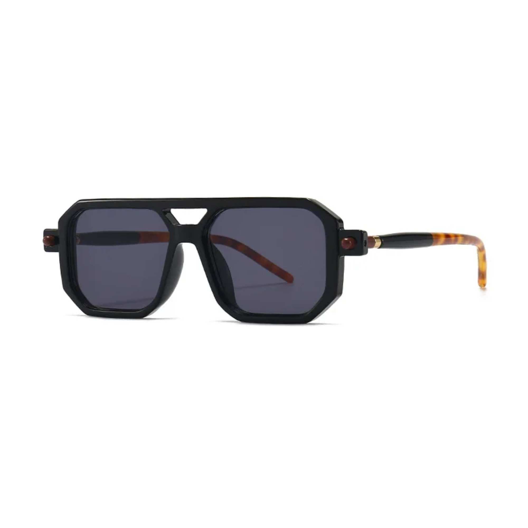 AUGEN By Visions India Retro Vintage Square Abstract Unisex Sunglasses UV400 Protected Medium Size (C1, 163)