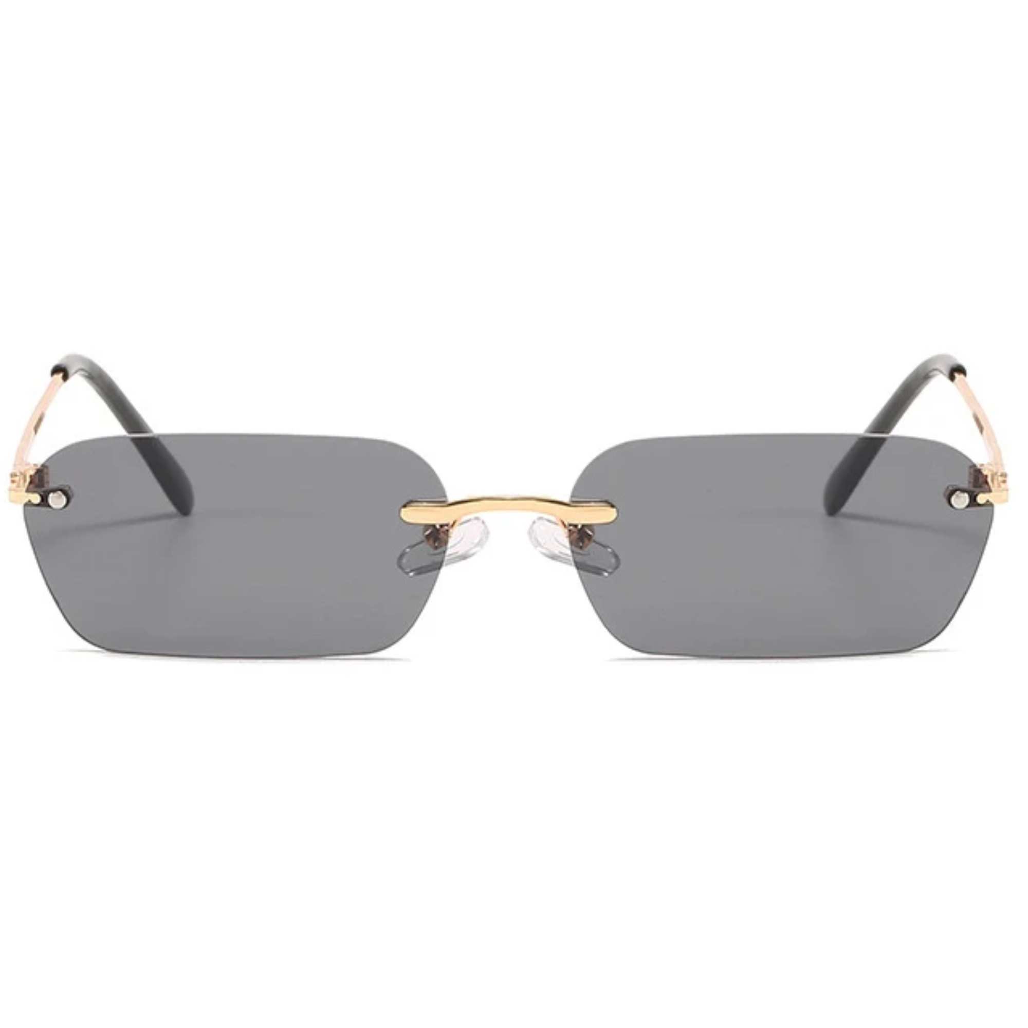AUGEN By Visions India Retro Vintage Rimless Square Abstract Unisex Sunglasses UV400 Protected Small Size (C1, 164)